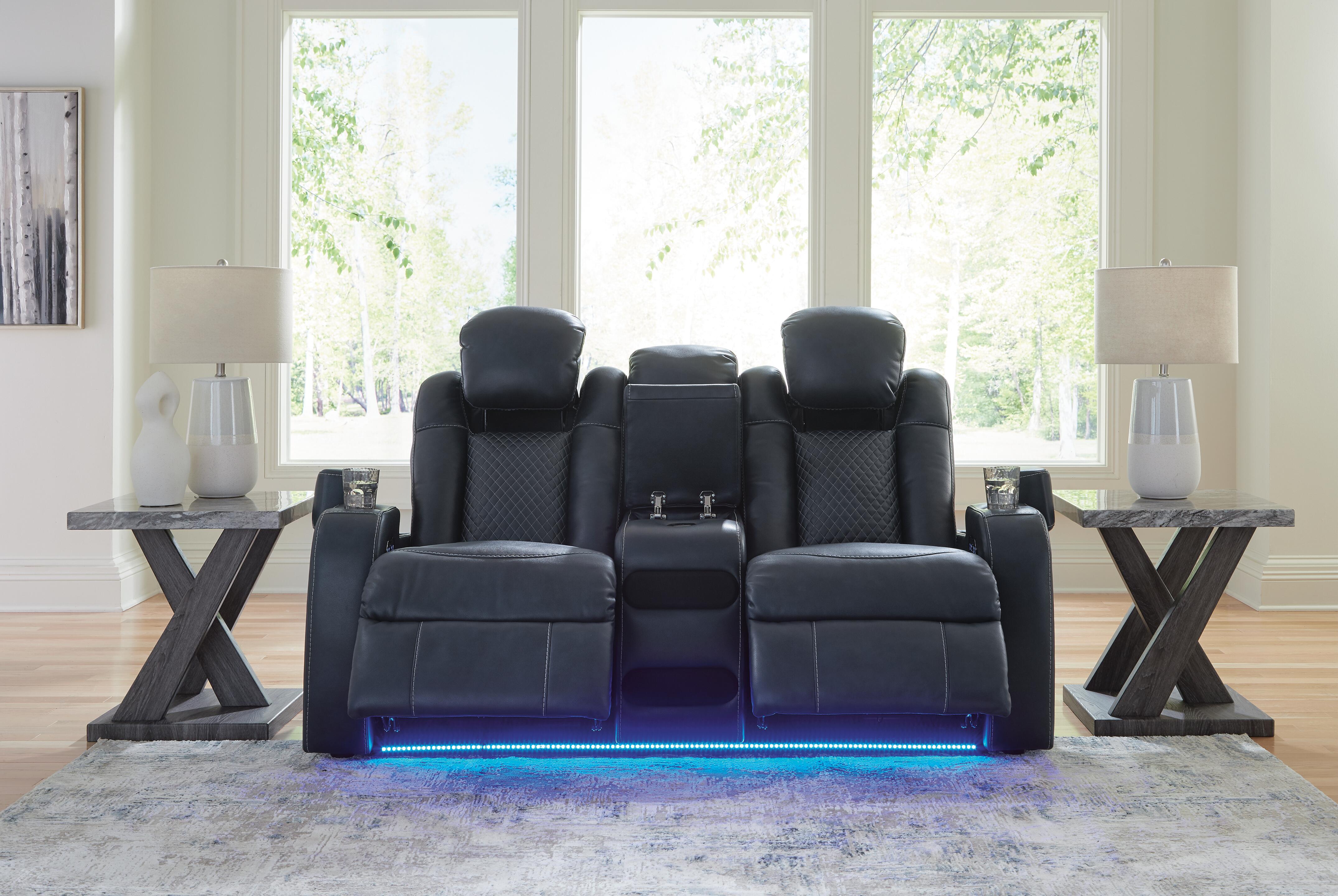 Fyne-Dyme Power Reclining Loveseat with Console - Luxury Home Furniture (MI)