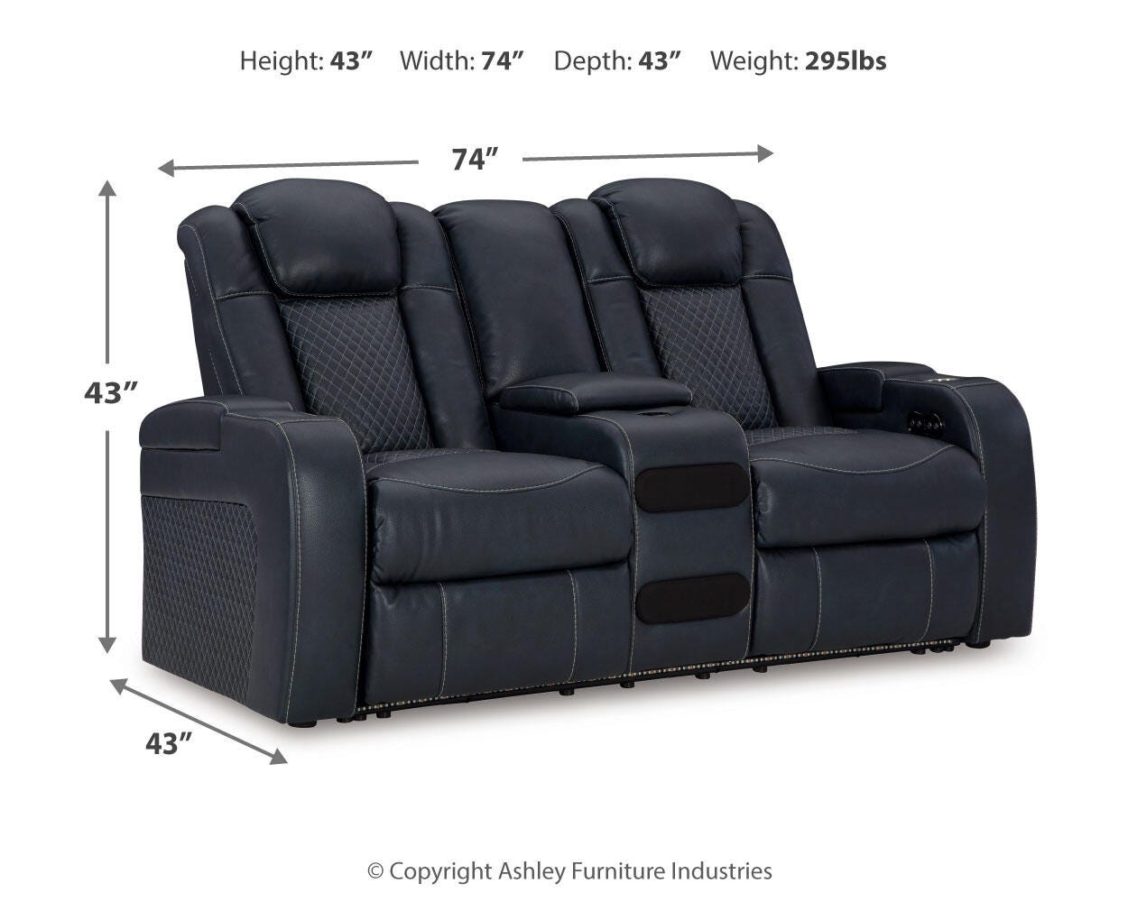 Fyne-Dyme Power Reclining Loveseat with Console - Luxury Home Furniture (MI)
