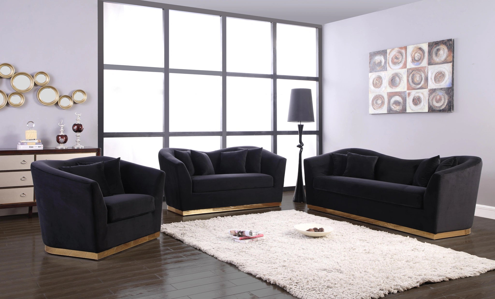 Arabella Black Velvet Sofa