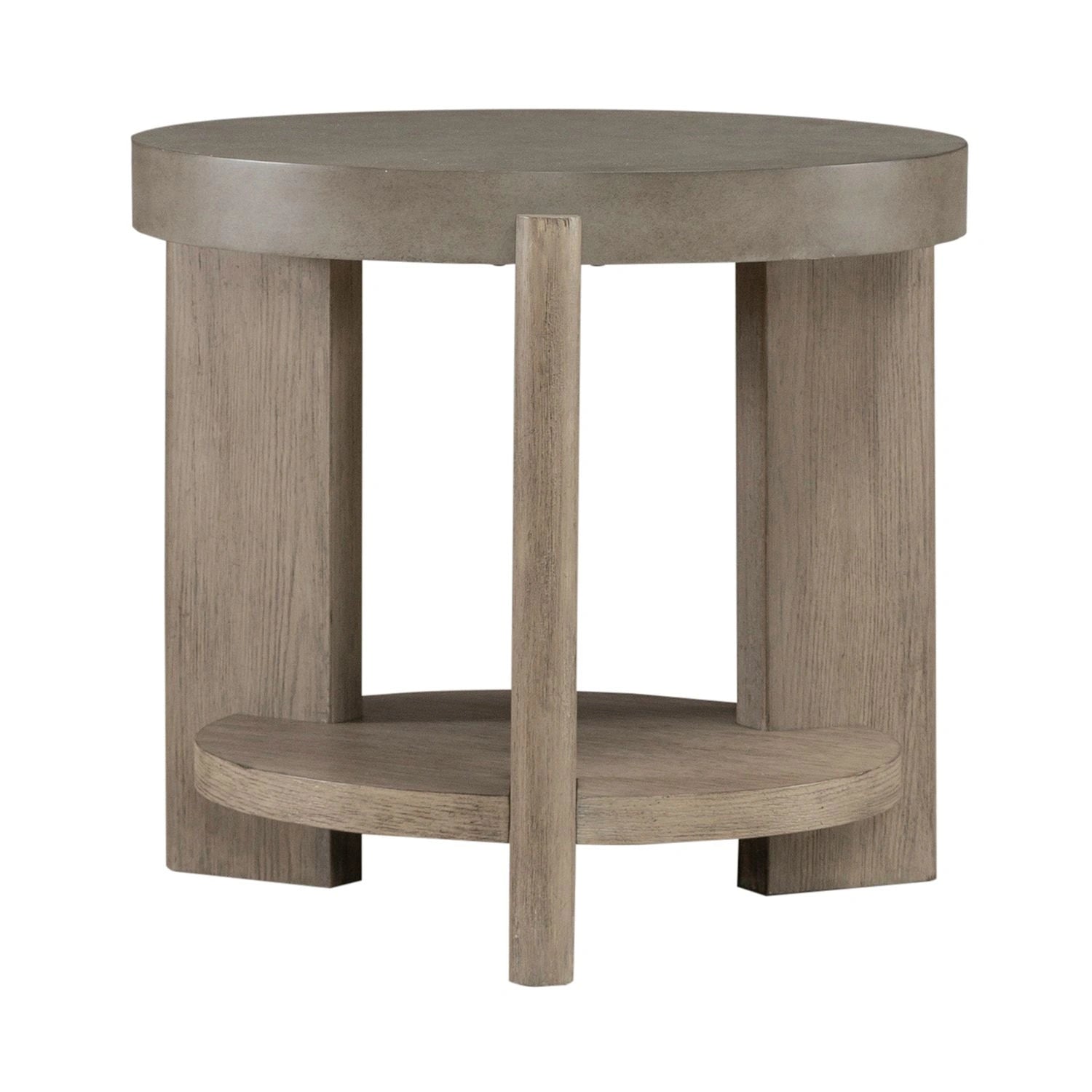 Affinity Round End Table in Dusty Taupe with Concrete Top image