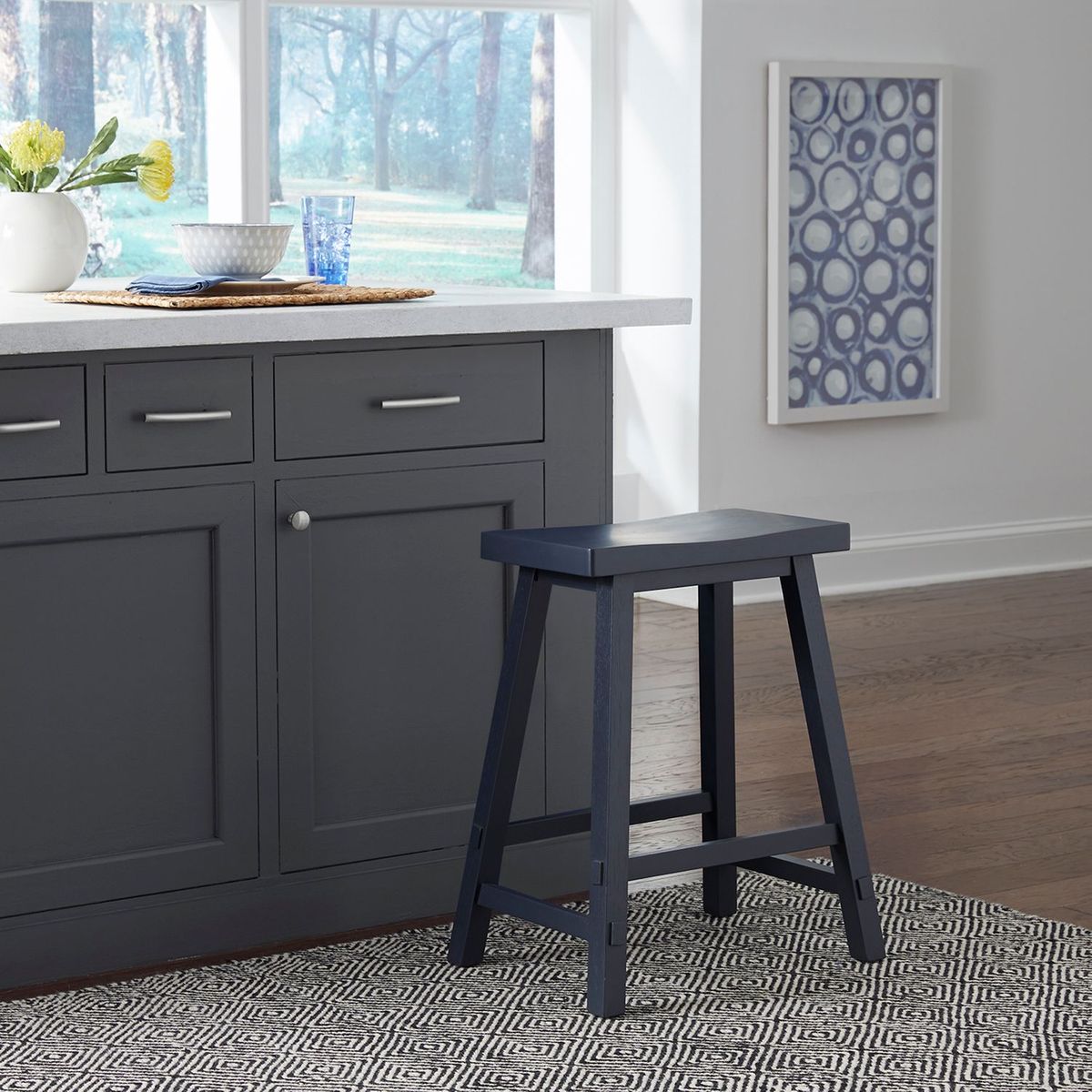 Liberty Furniture Creations II 30 Inch Sawhorse Barstool in Navy (Set of 2)