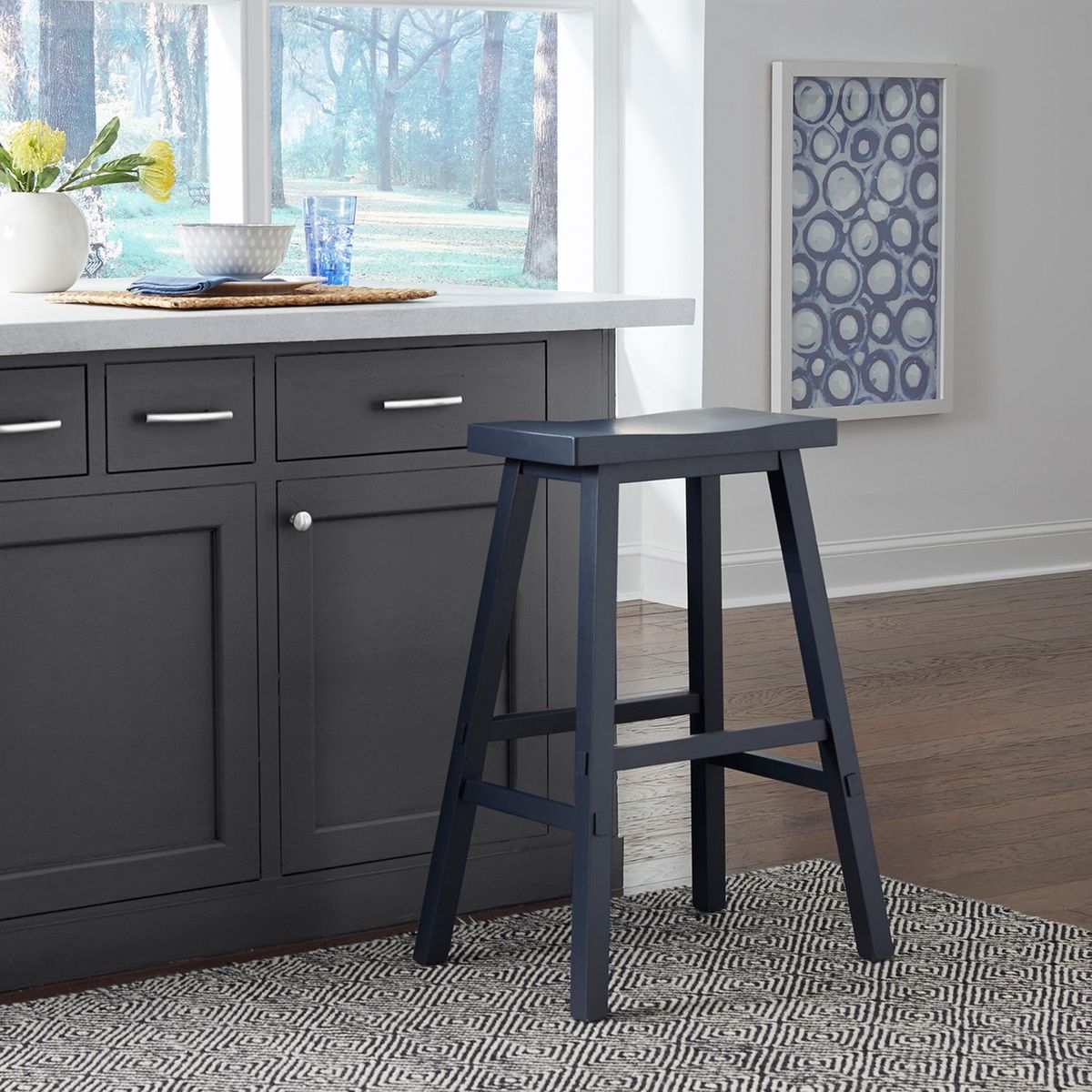 Liberty Furniture Creations II 30 Inch Sawhorse Stool in Navy (Set of 2) - Luxury Home Furniture (MI)