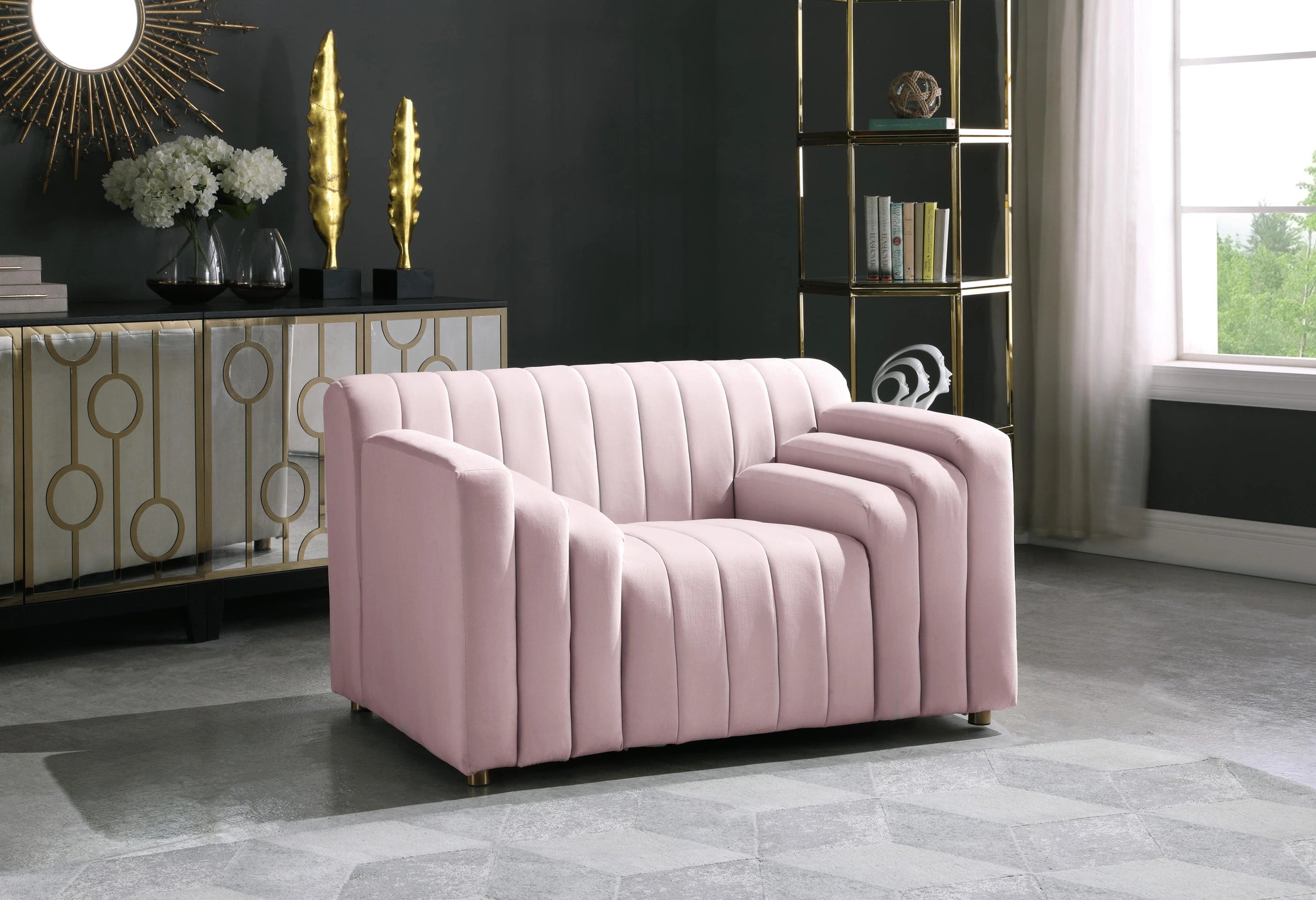 Naya Pink Velvet Chair