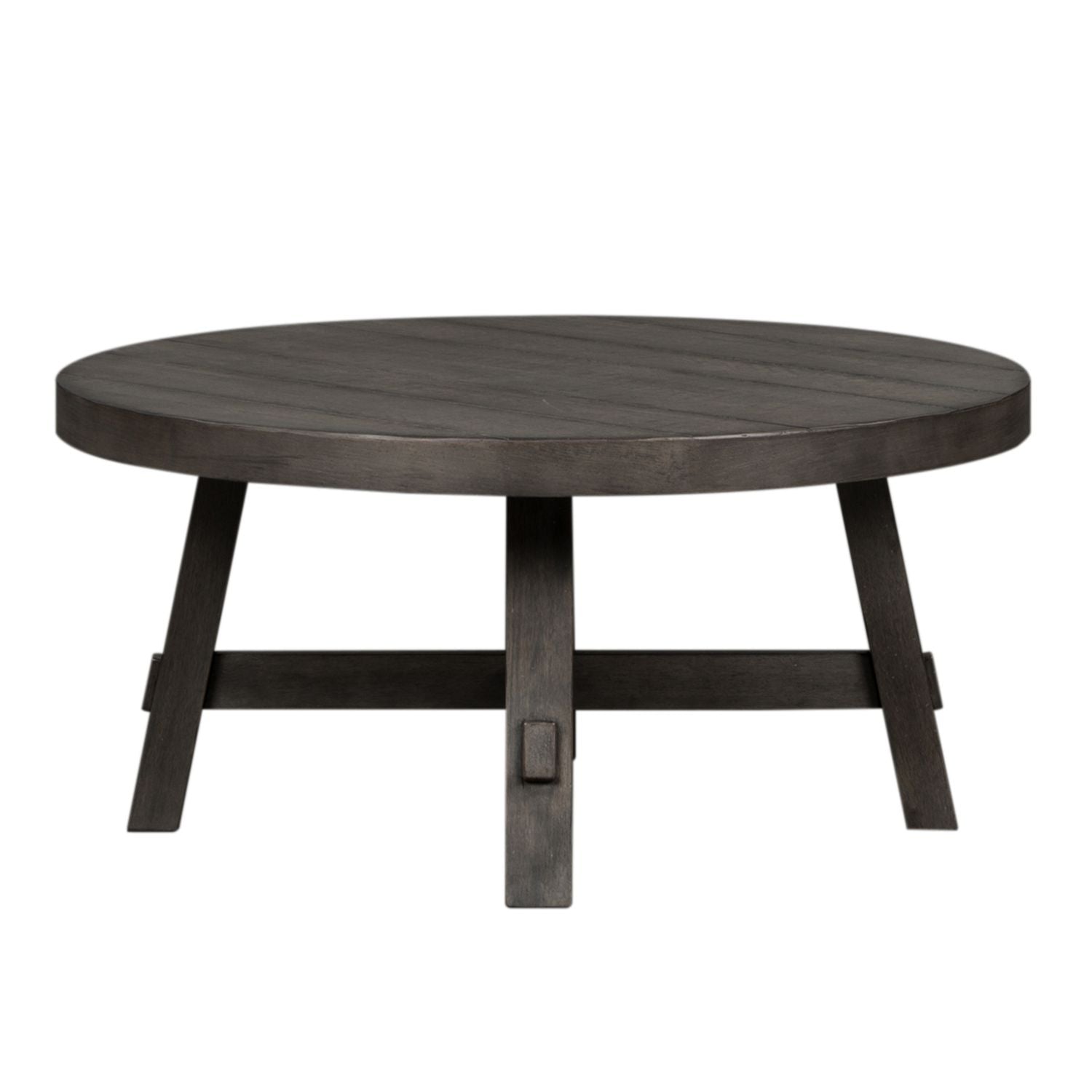 Modern Farmhouse Splay Leg Round Cocktail Table in Dusty Charcoal