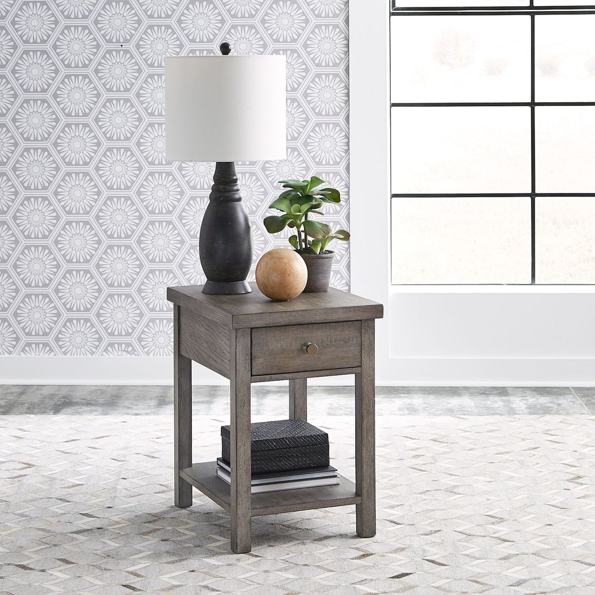 Liberty Furniture Modern Farmhouse Chair Side Table in Brown