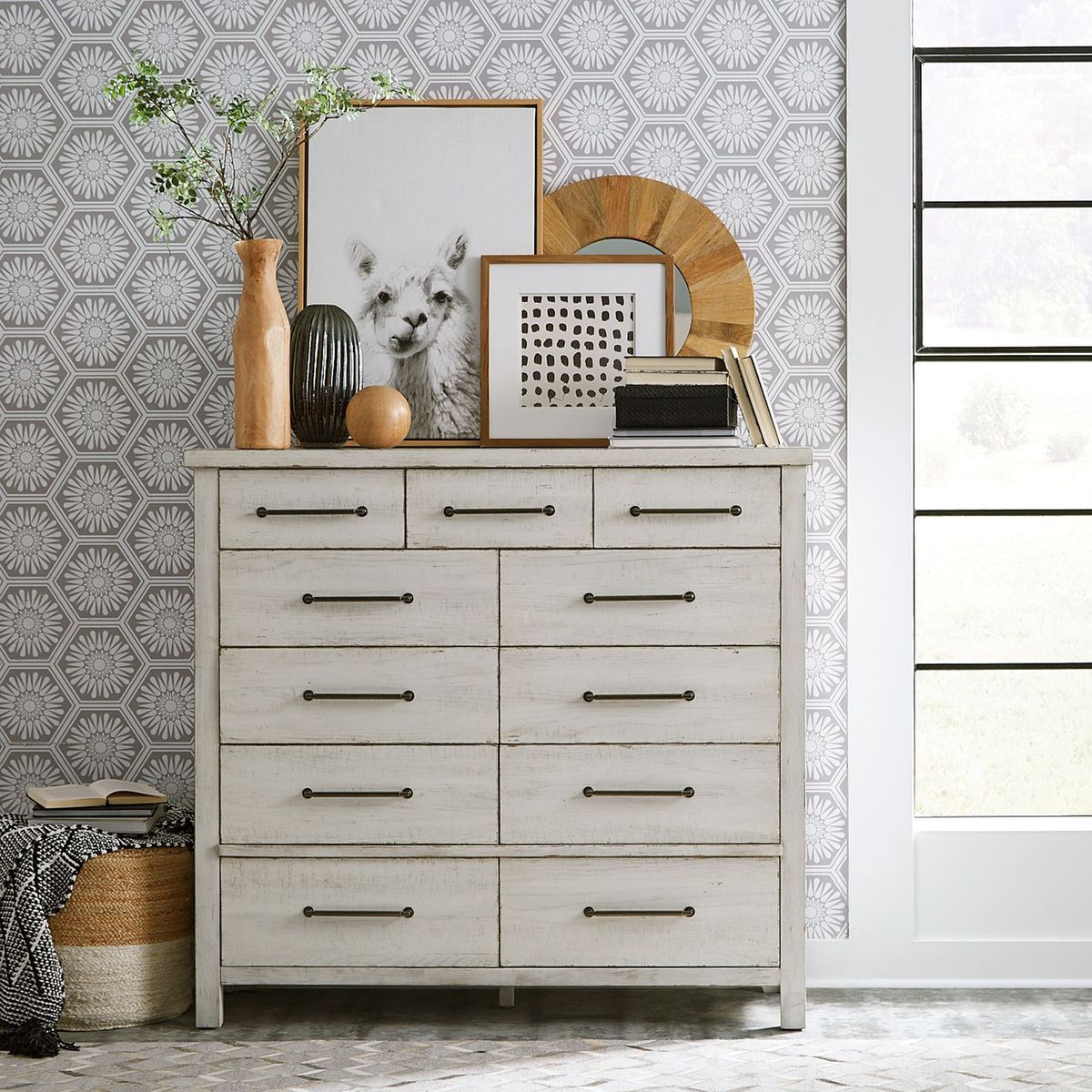 Liberty Furniture Modern Farmhouse 11 Drawer Chesser in Flea Market White - Luxury Home Furniture (MI)