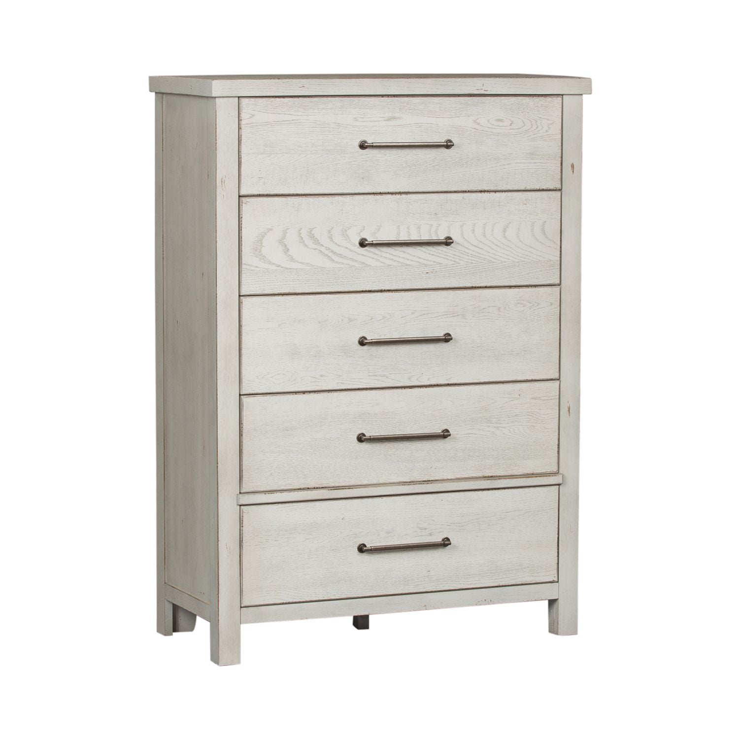 Modern Farmhouse 5 Drawer Chest in White - Luxury Home Furniture (MI)