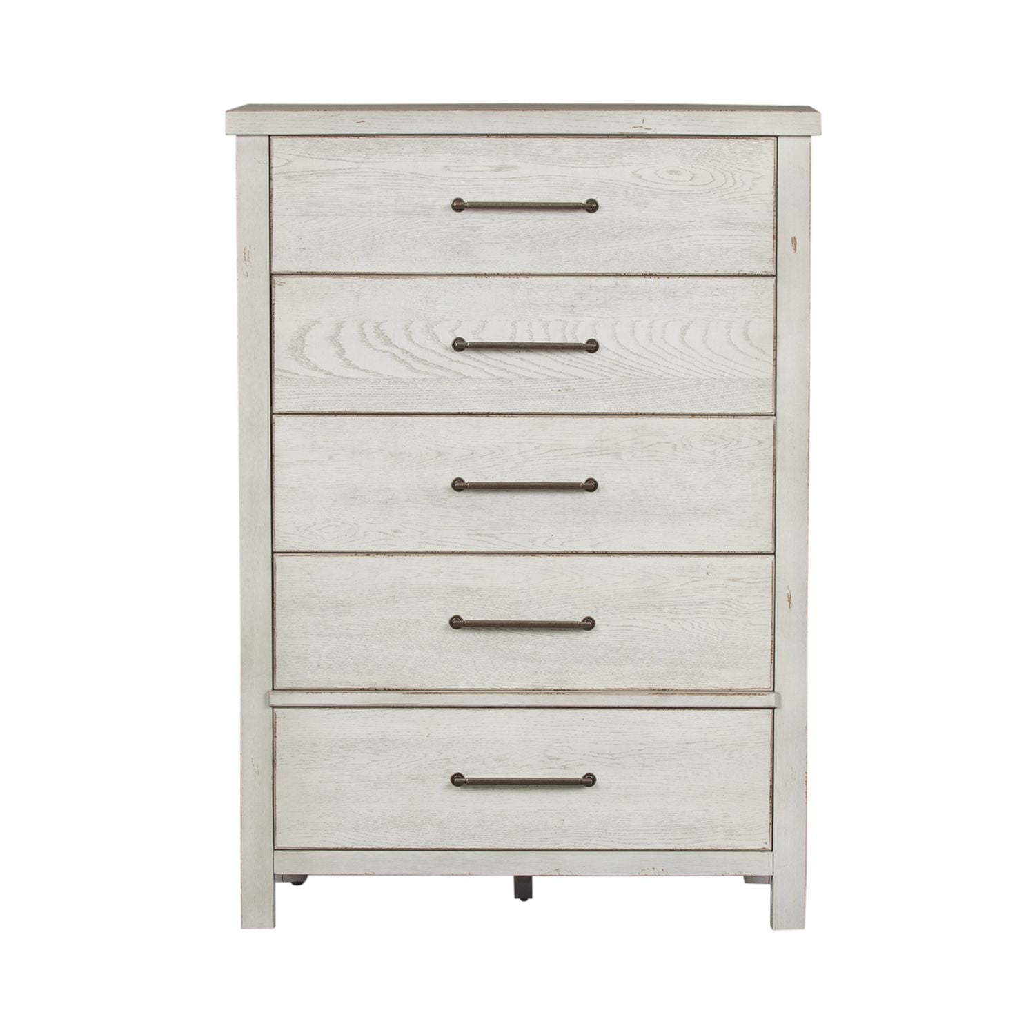 Modern Farmhouse 5 Drawer Chest in White - Luxury Home Furniture (MI)