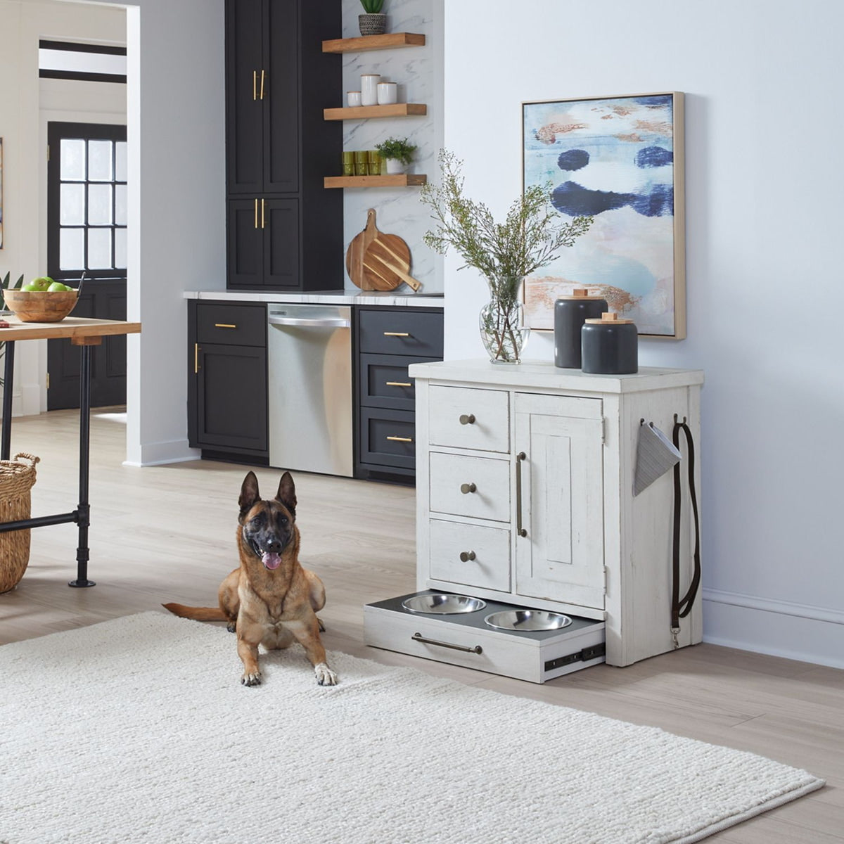 Liberty Furniture Modern Farmhouse Pet Feeder in Flea Market White EST SHIP TIME APPX 4 WEEKS - Luxury Home Furniture (MI)