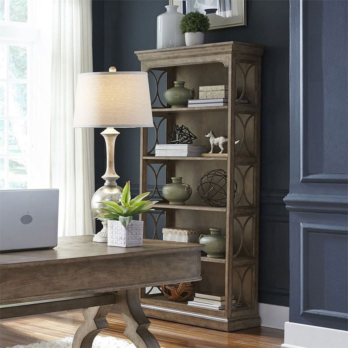 Liberty Simply Elegant Bookcase in Heathered Taupe - Luxury Home Furniture (MI)