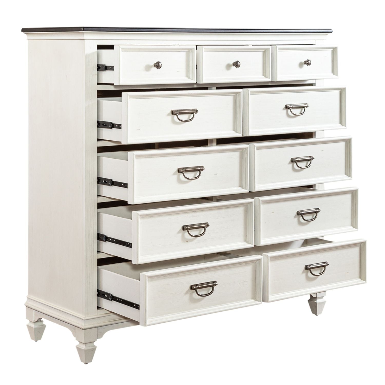 Allyson Park 11 Drawer Chesser in Wirebrushed White - Luxury Home Furniture (MI)