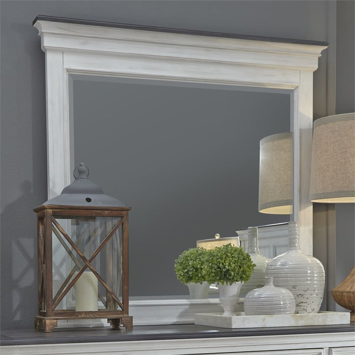 Liberty Furniture Allyson Park Mirror in Wirebrushed White