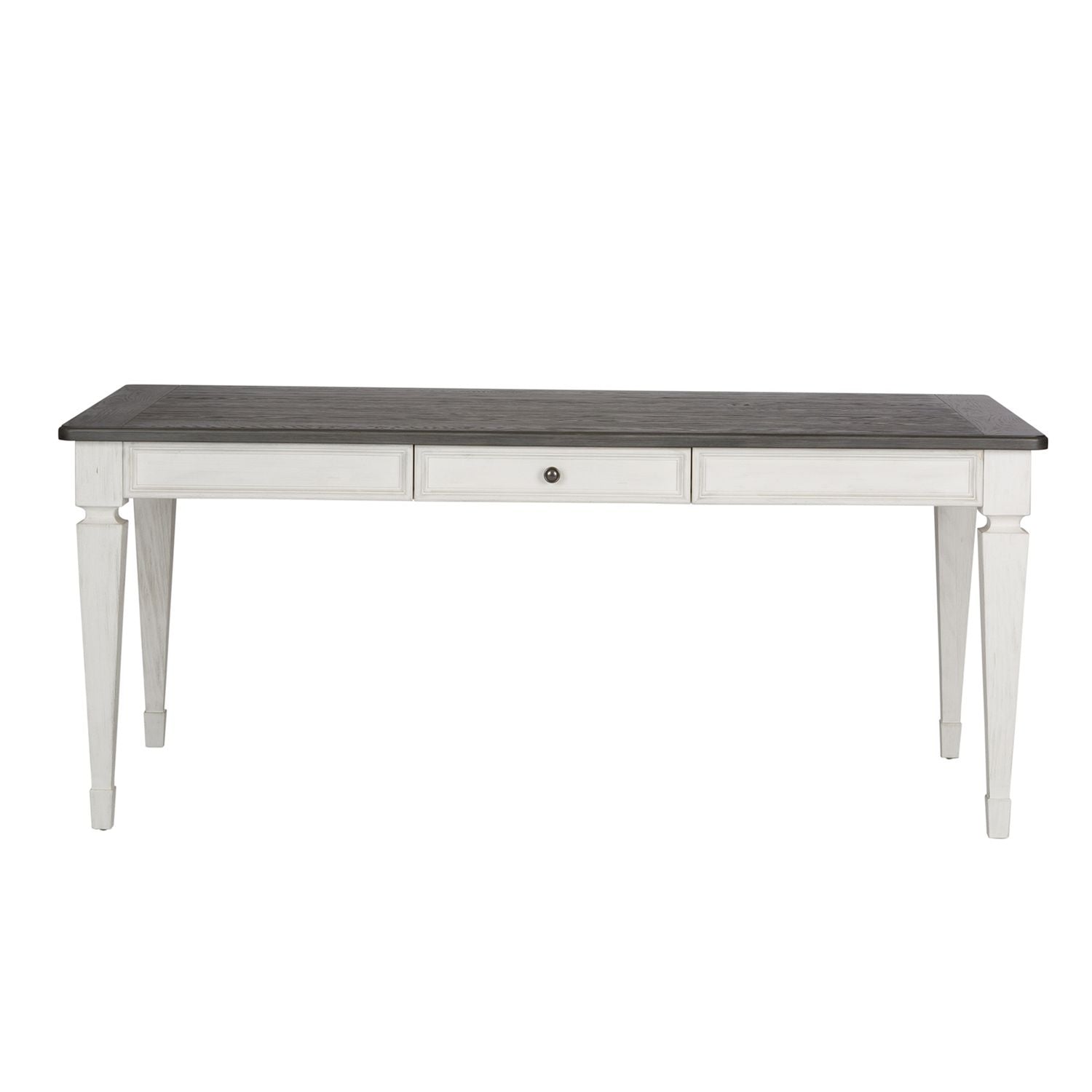 Allyson Park Rectangular Leg Table in White with Charcoal image