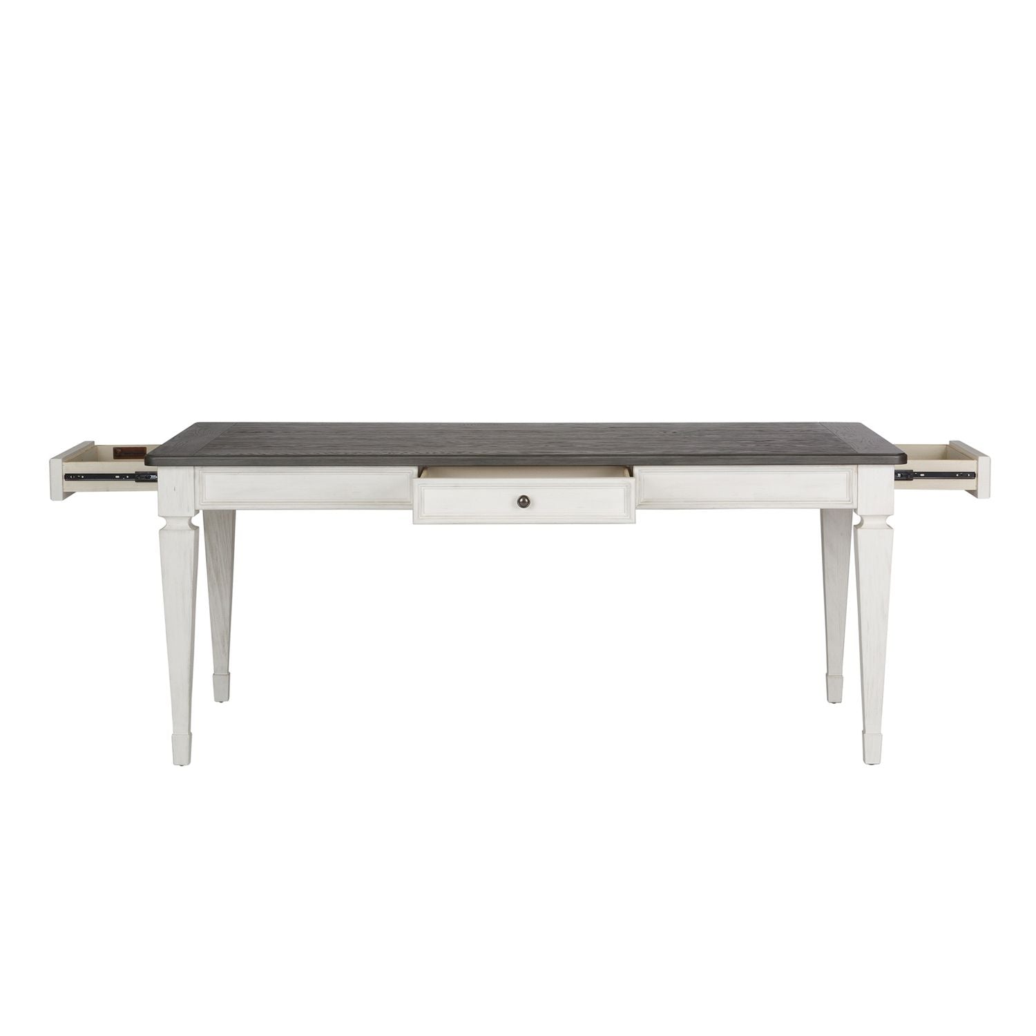 Allyson Park Rectangular Leg Table in White with Charcoal image