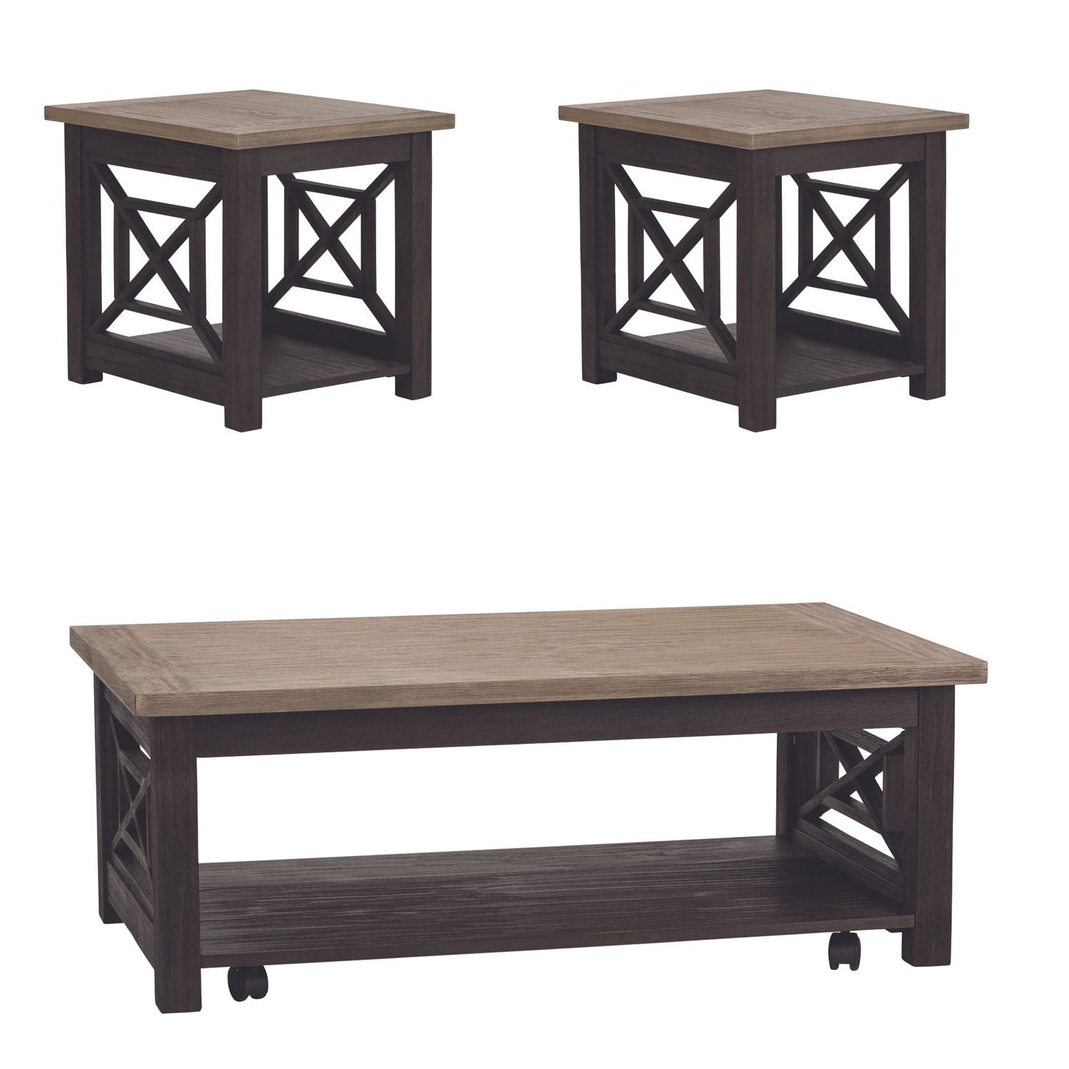 Heatherbrook 3 Piece Set (1-Cocktail 2-End Tables) - Luxury Home Furniture (MI)