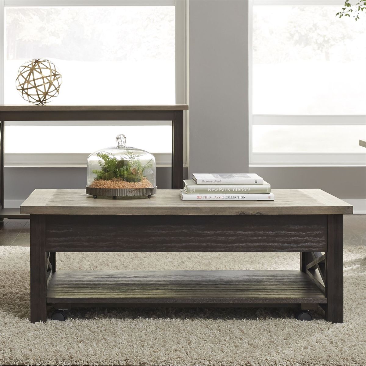 Liberty Heatherbrook Lift Top Cocktail Table in Charcoal and Ash