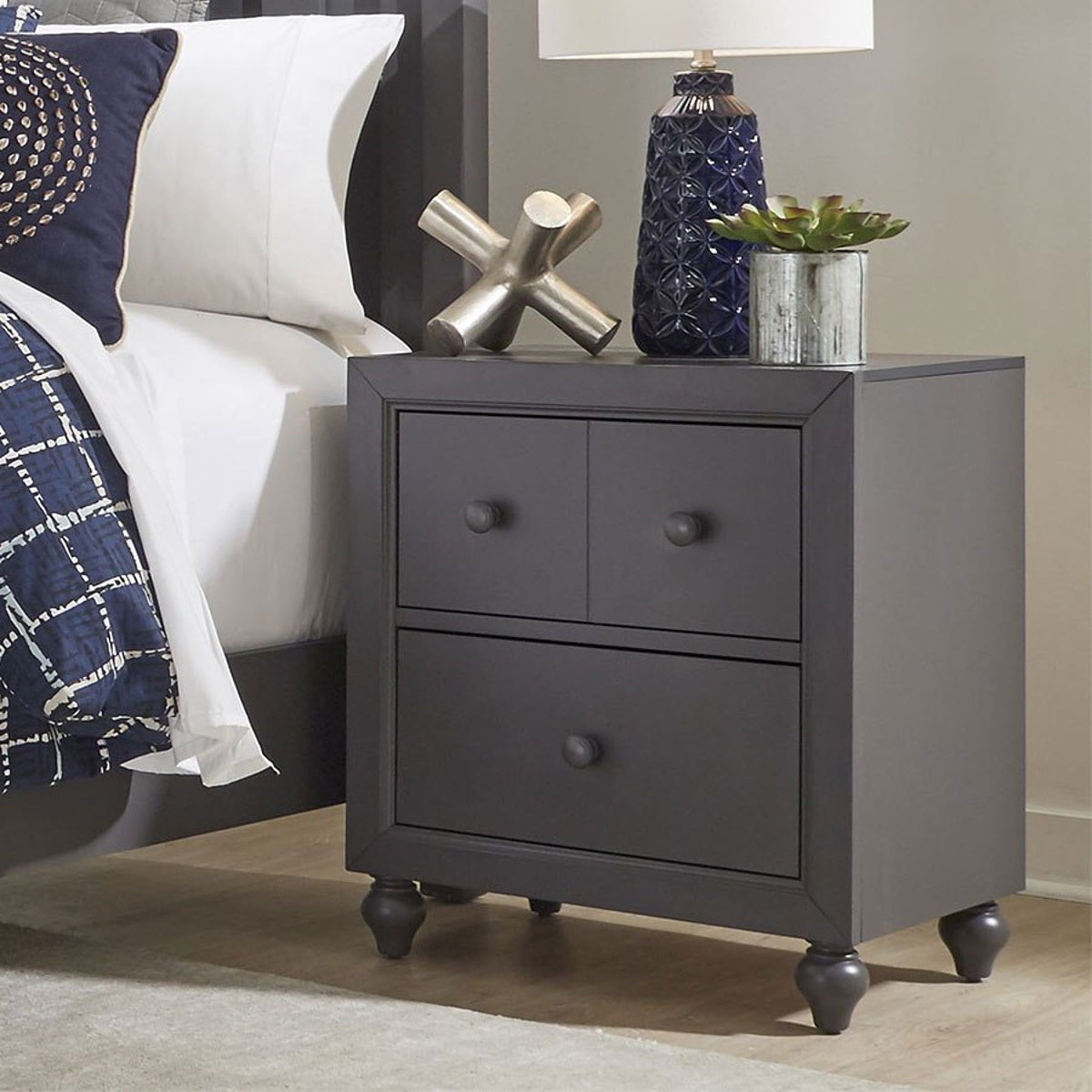 Liberty Furniture Cottage View Nightstand in Dark Gray - Luxury Home Furniture (MI)
