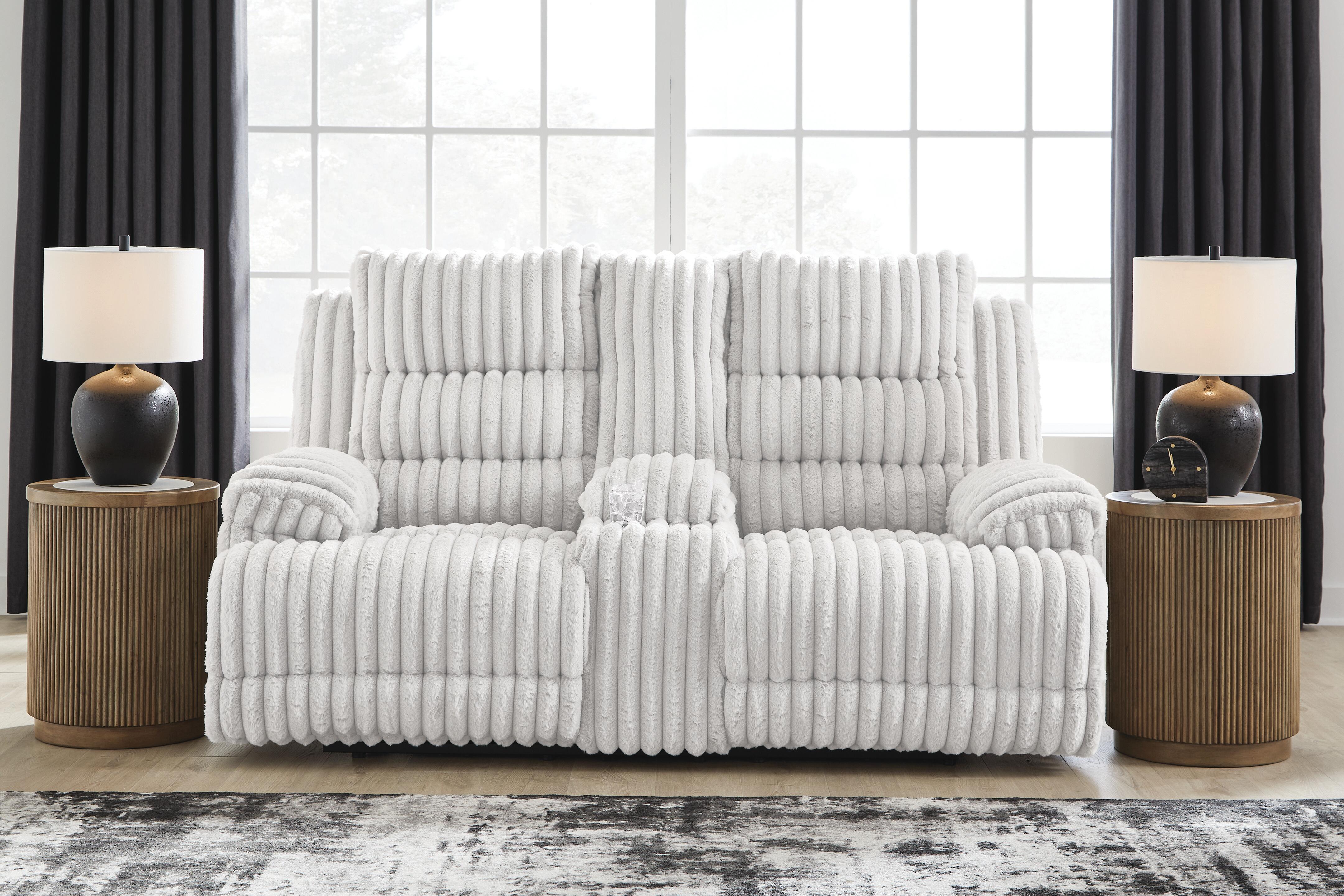 Rhines Falls Power Reclining Loveseat with Console - Luxury Home Furniture (MI)