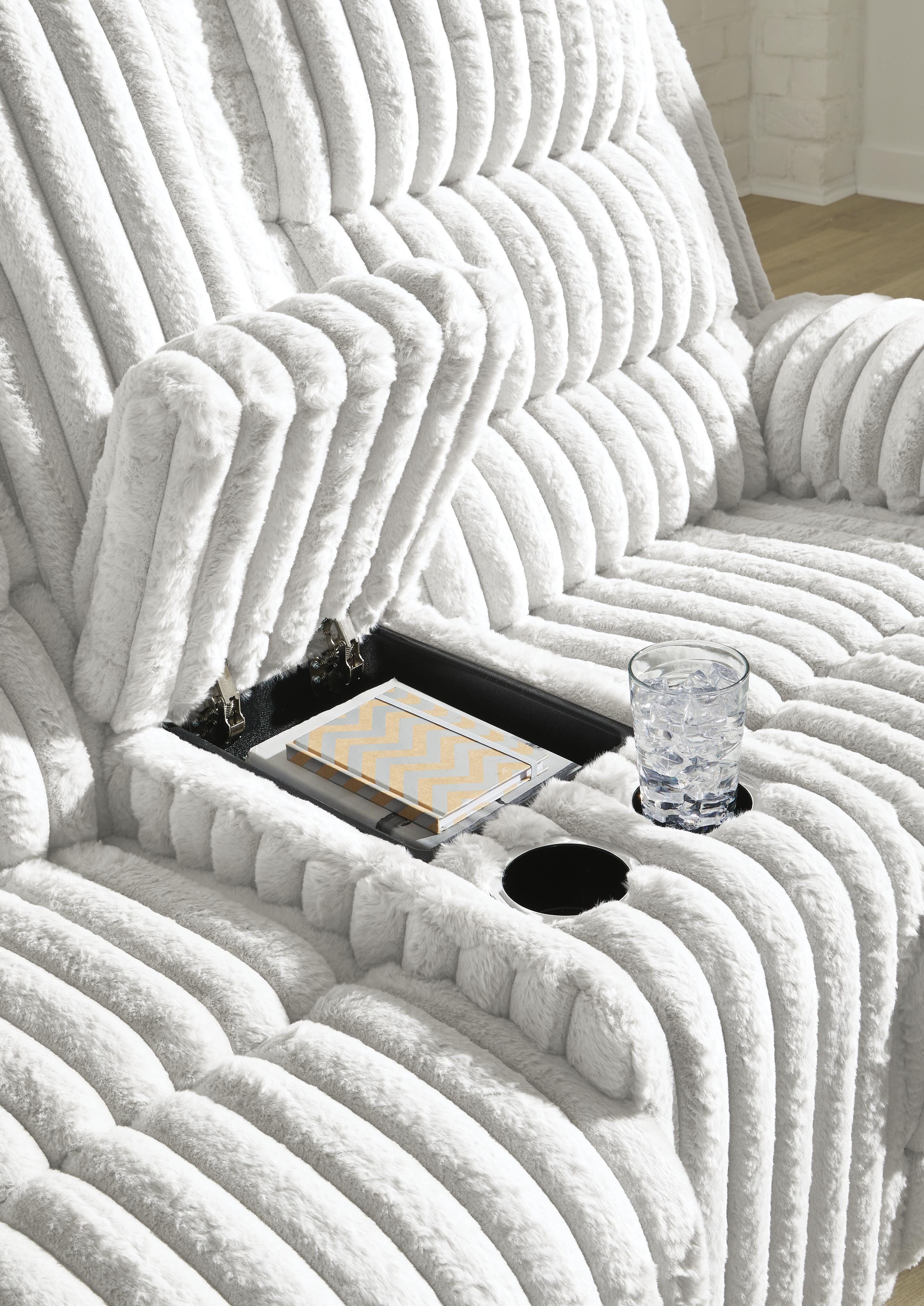 Rhines Falls Power Reclining Loveseat with Console - Luxury Home Furniture (MI)