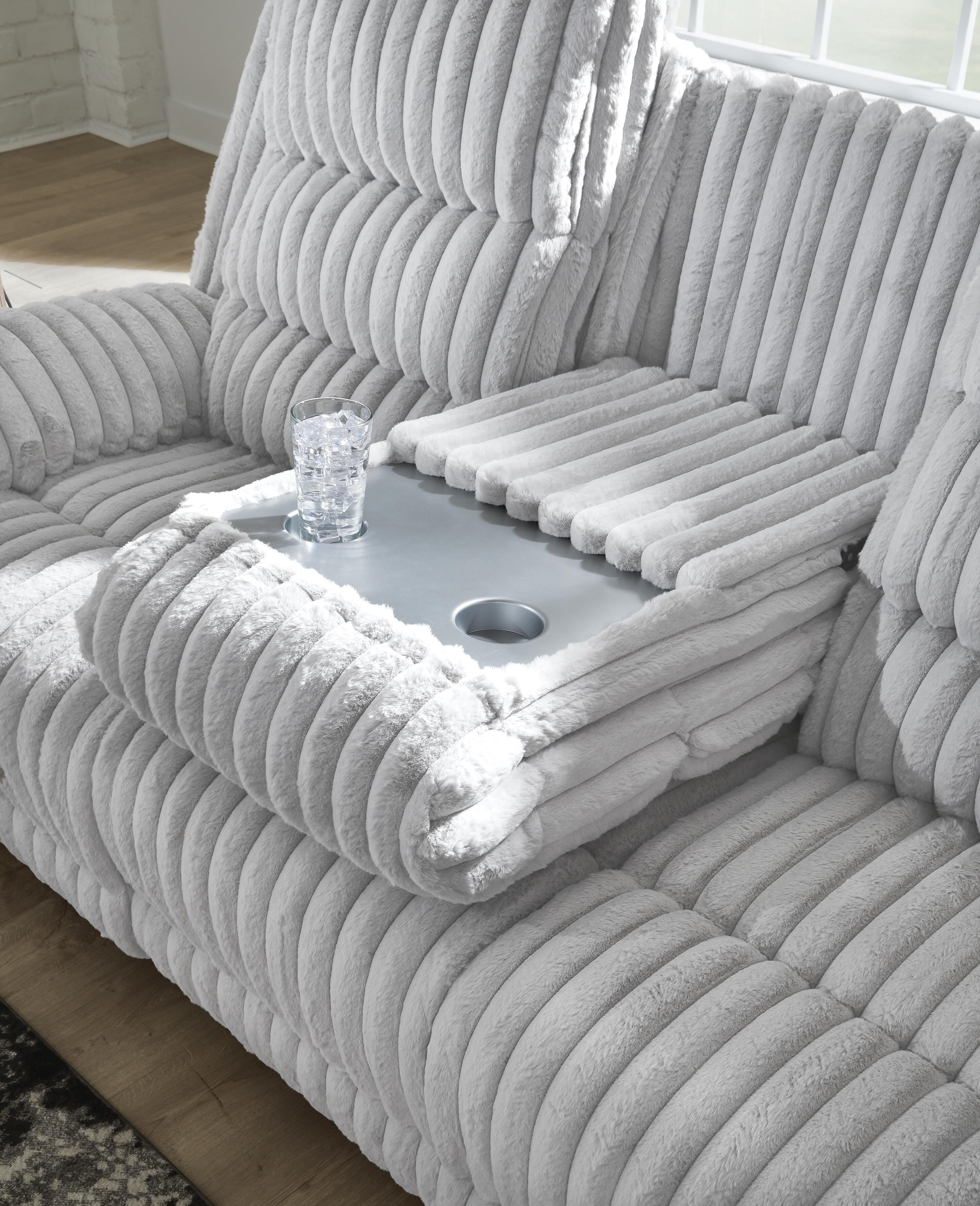 Rhines Falls Power Reclining Sofa with Drop Down Table - Luxury Home Furniture (MI)