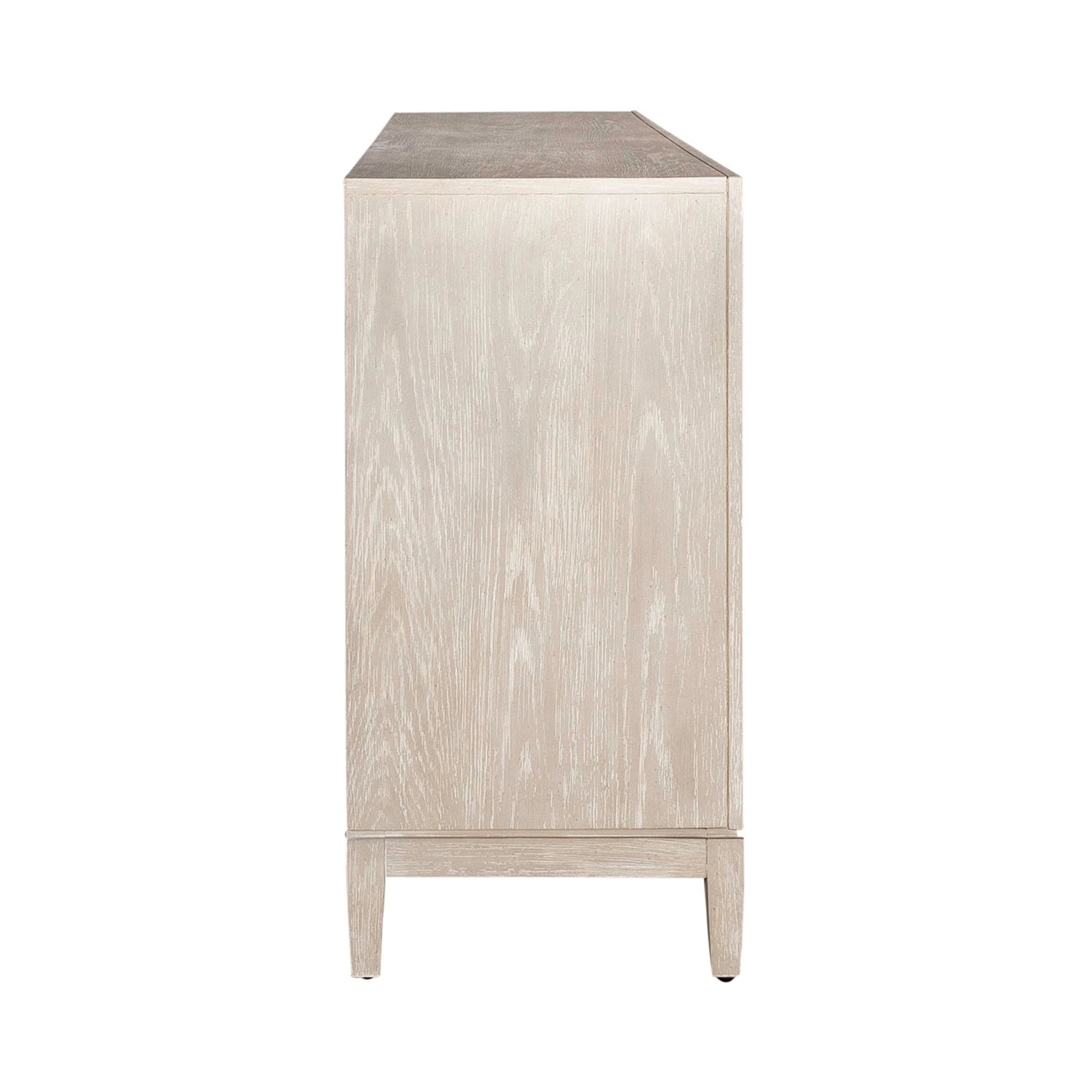 Kinsley 4 Door Accent Cabinet in Washed Taupe & Silver Champagne EST SHIP TIME APPX 4 WEEKS image