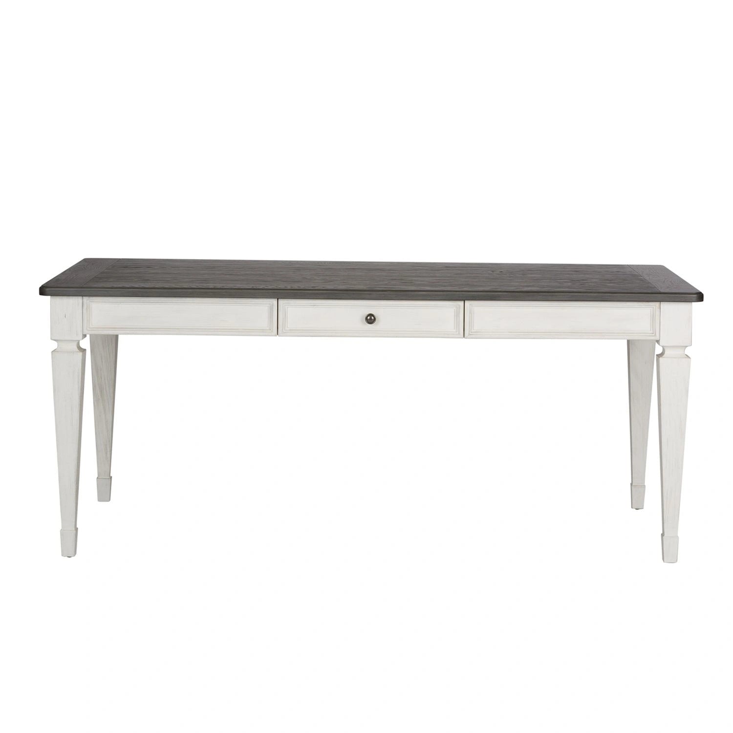 Allyson Park Rectangular Leg Table in White with Charcoal image