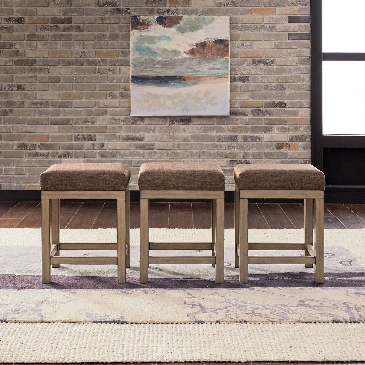 Liberty Furniture Sun Valley Uph Console Stools in Brown (Set of 3) image