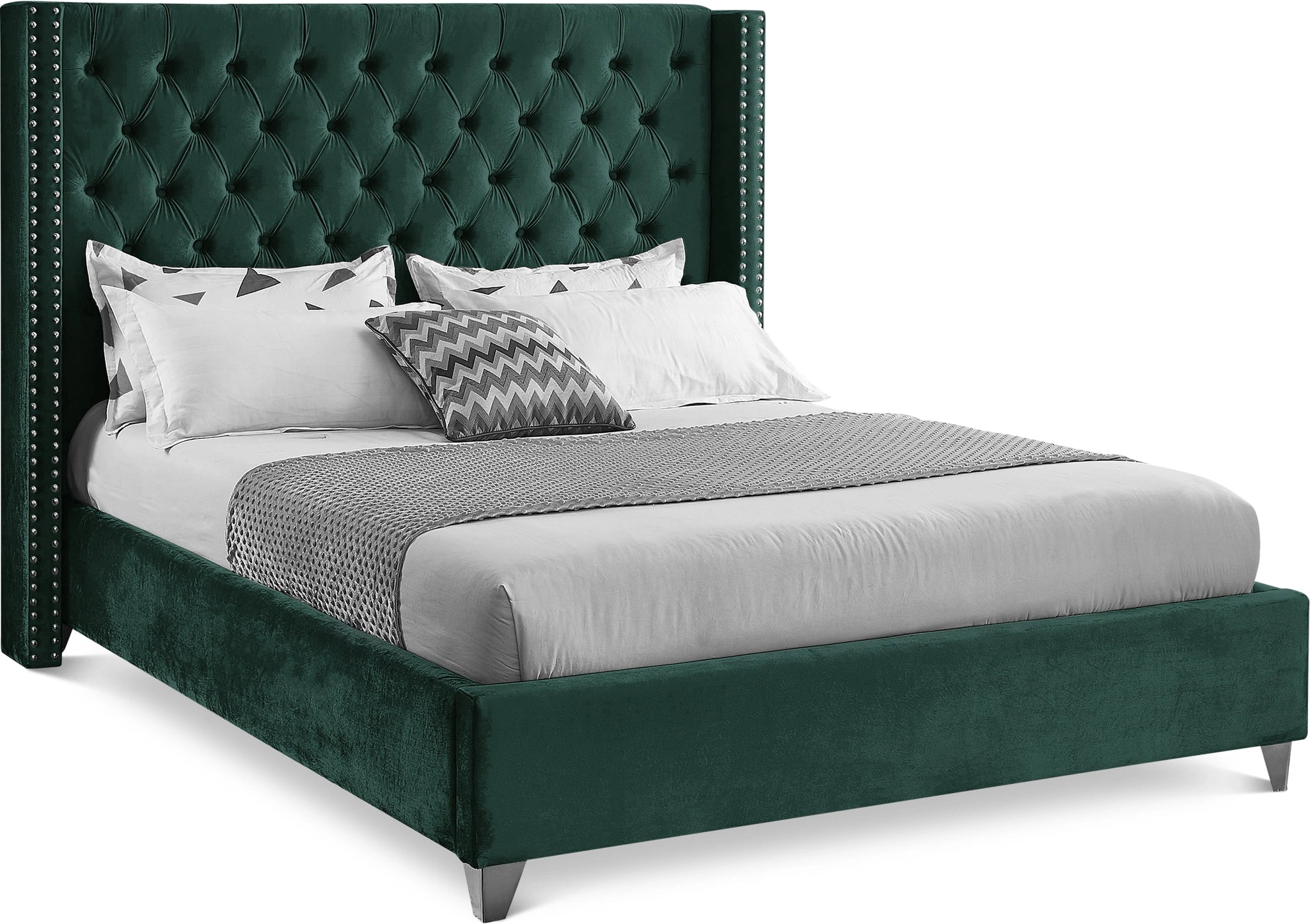 Aiden Green Velvet Full Bed