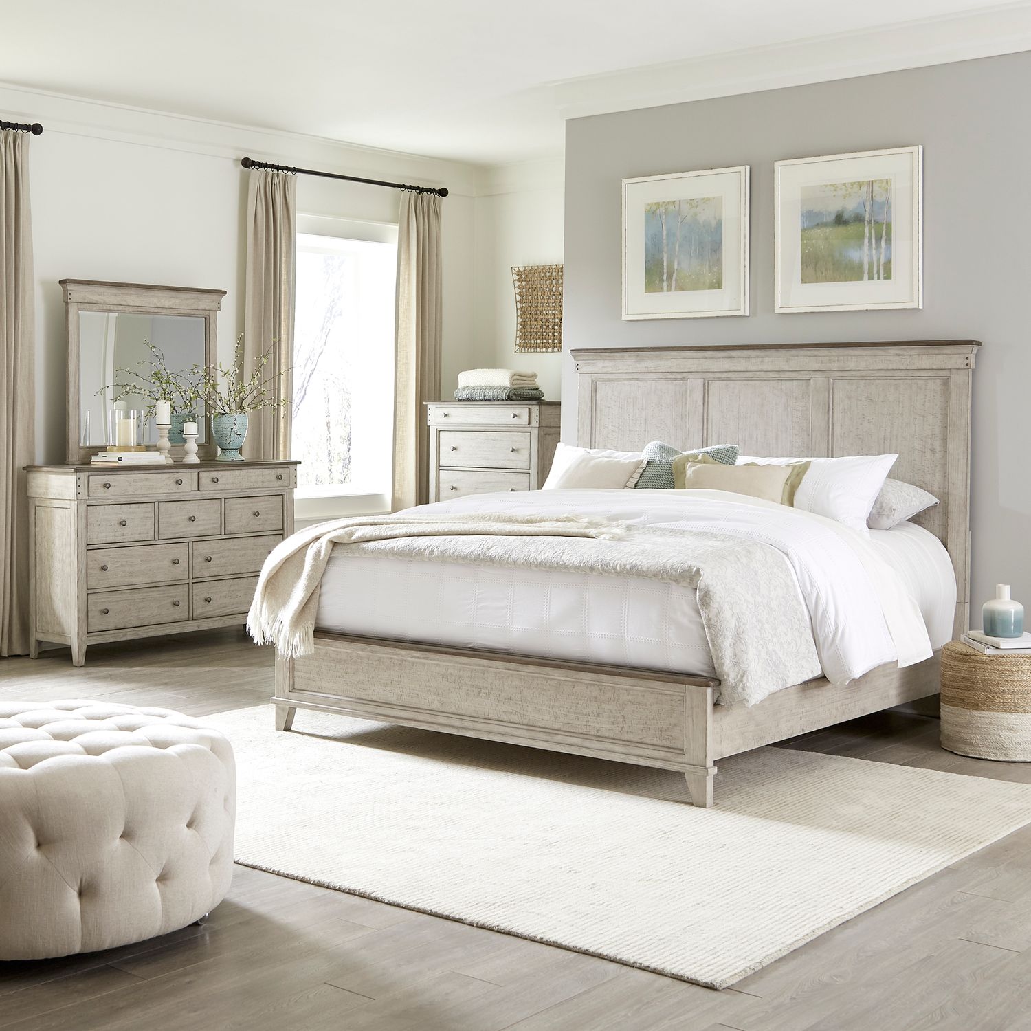 Ivy Hollow King California Panel Bed, Dresser & Mirror, Chest image