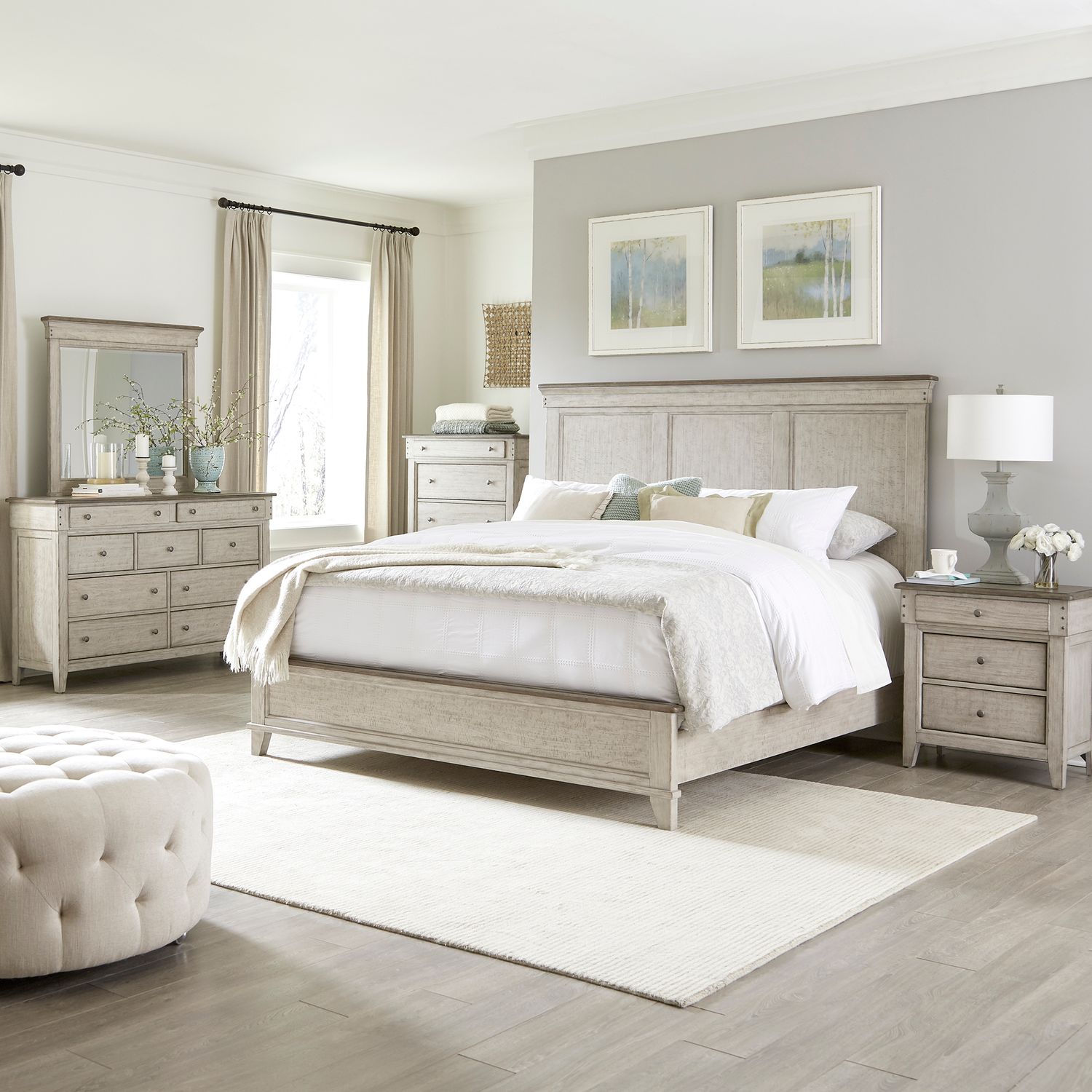 Ivy Hollow Queen Panel Bed, Dresser & Mirror, Chest, Night Stand image