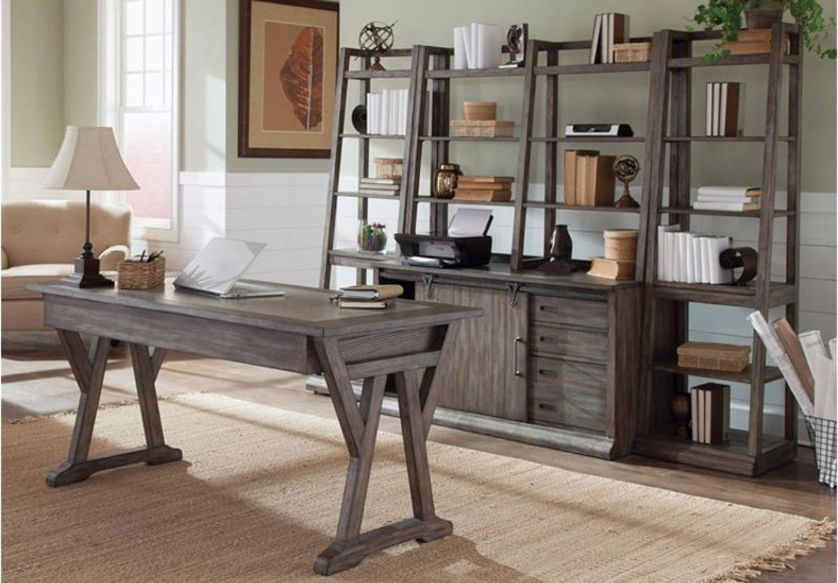 Liberty Stone Brook Leaning Bookcase in Rustic Saddle - Luxury Home Furniture (MI)