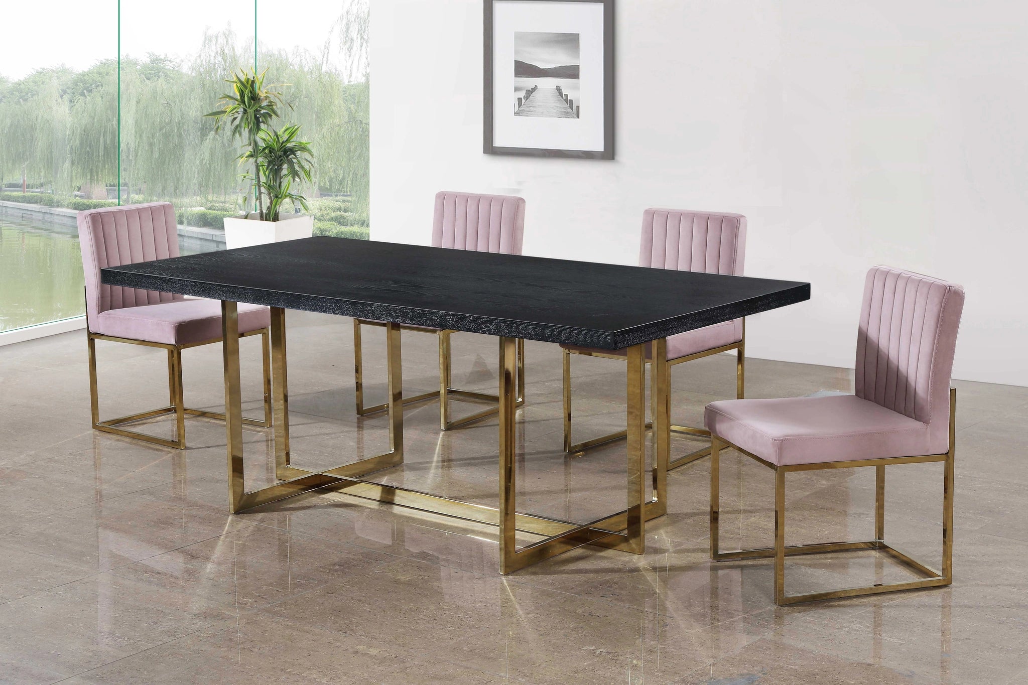 Giselle Pink Velvet Dining Chair