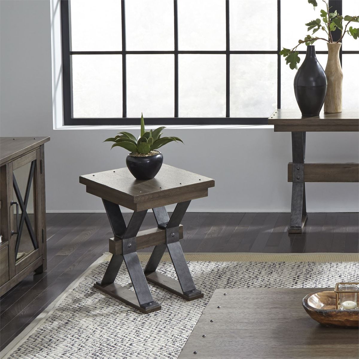 Liberty Sonoma Road Chair Side Table in Weathered Beaten Bark - Luxury Home Furniture (MI)