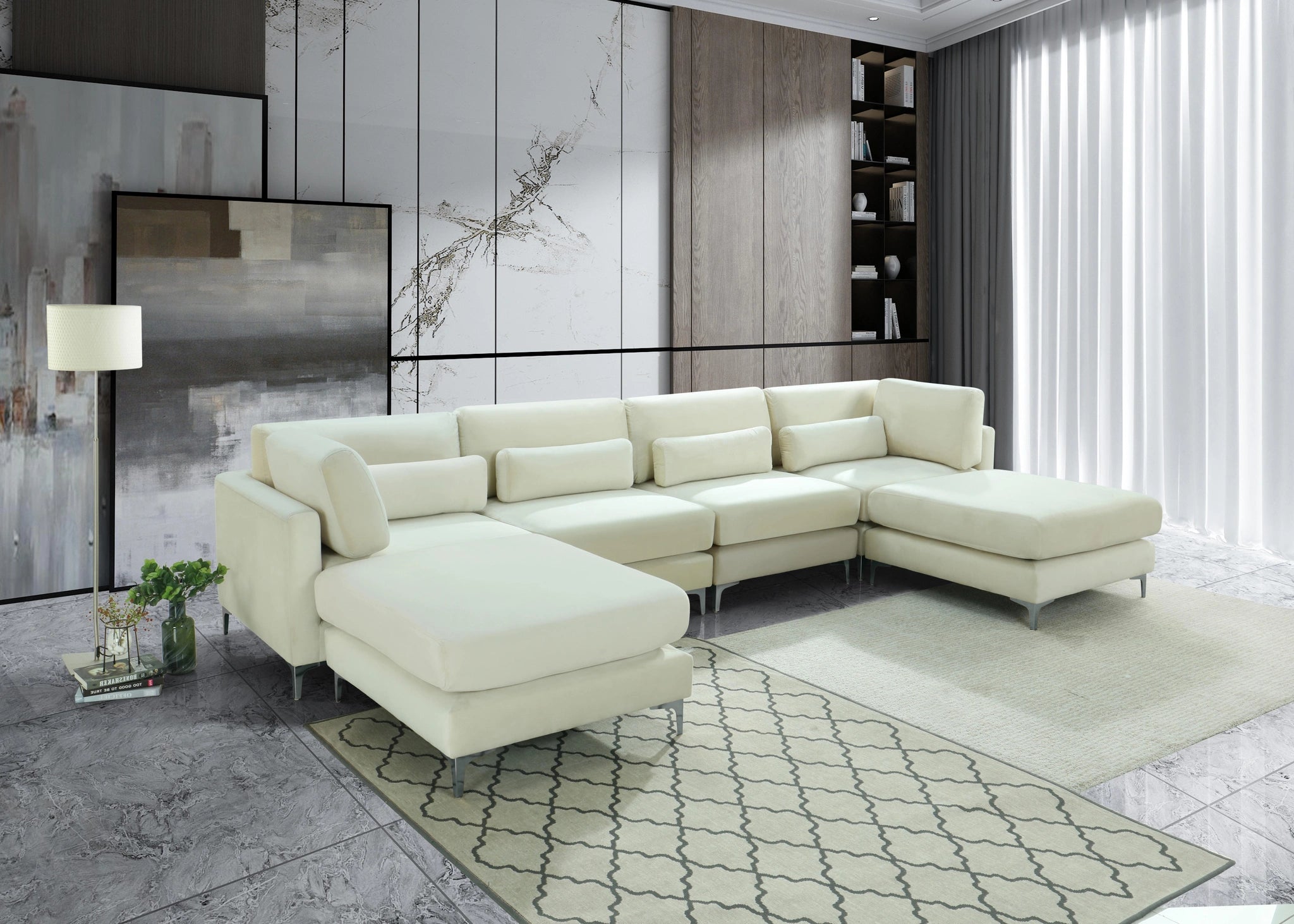 Julia Cream Velvet Modular Sectional (6 Boxes)