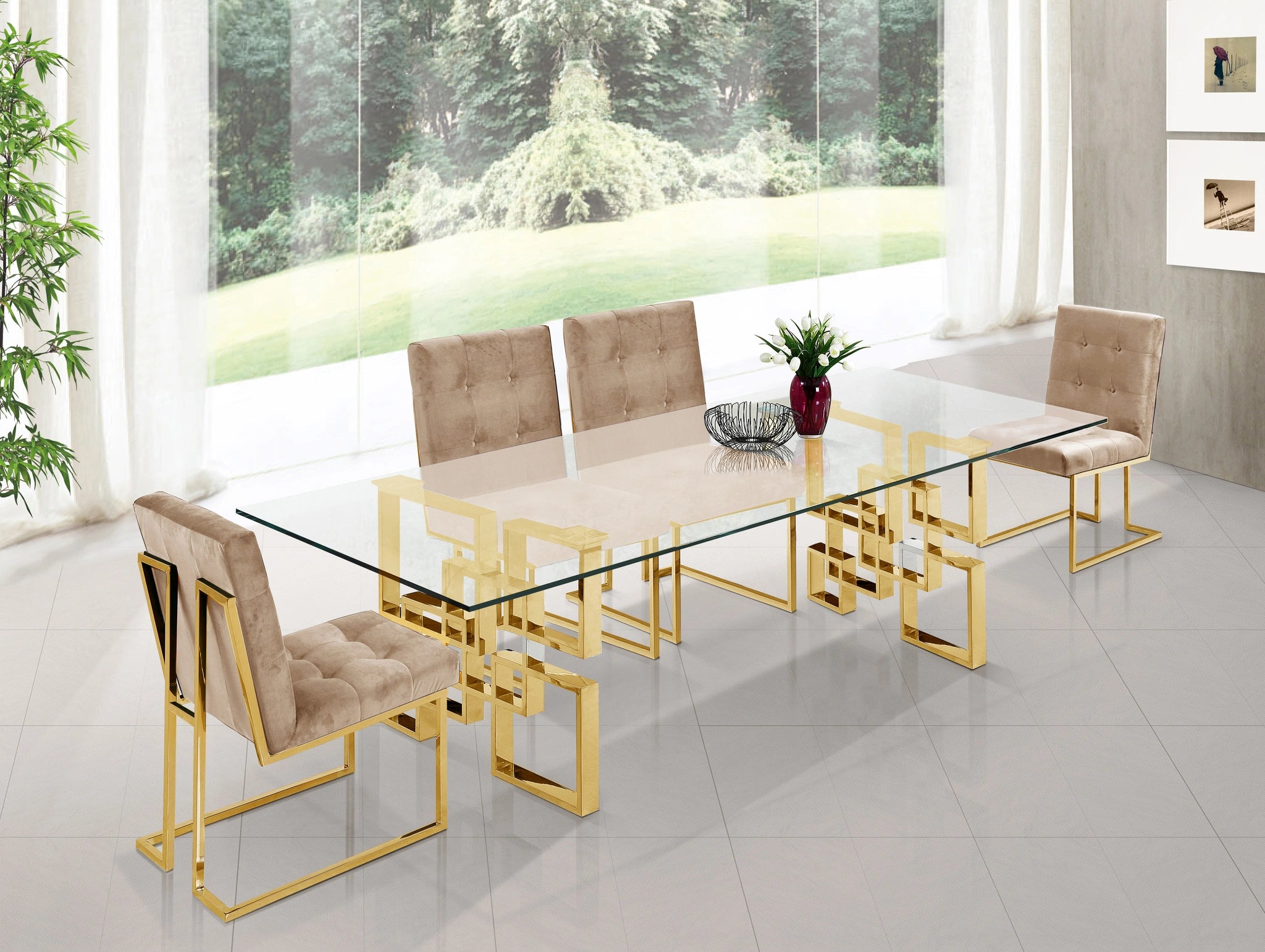 Pierre Beige Velvet Dining Chair