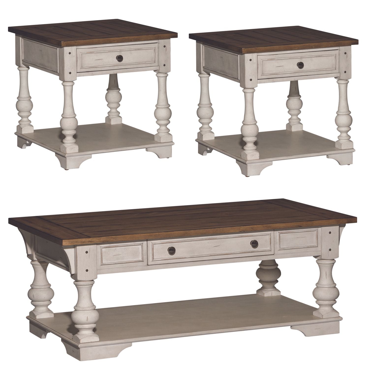 Morgan Creek 3 Piece Set (1-Cocktail 2-End Tables) - Luxury Home Furniture (MI)