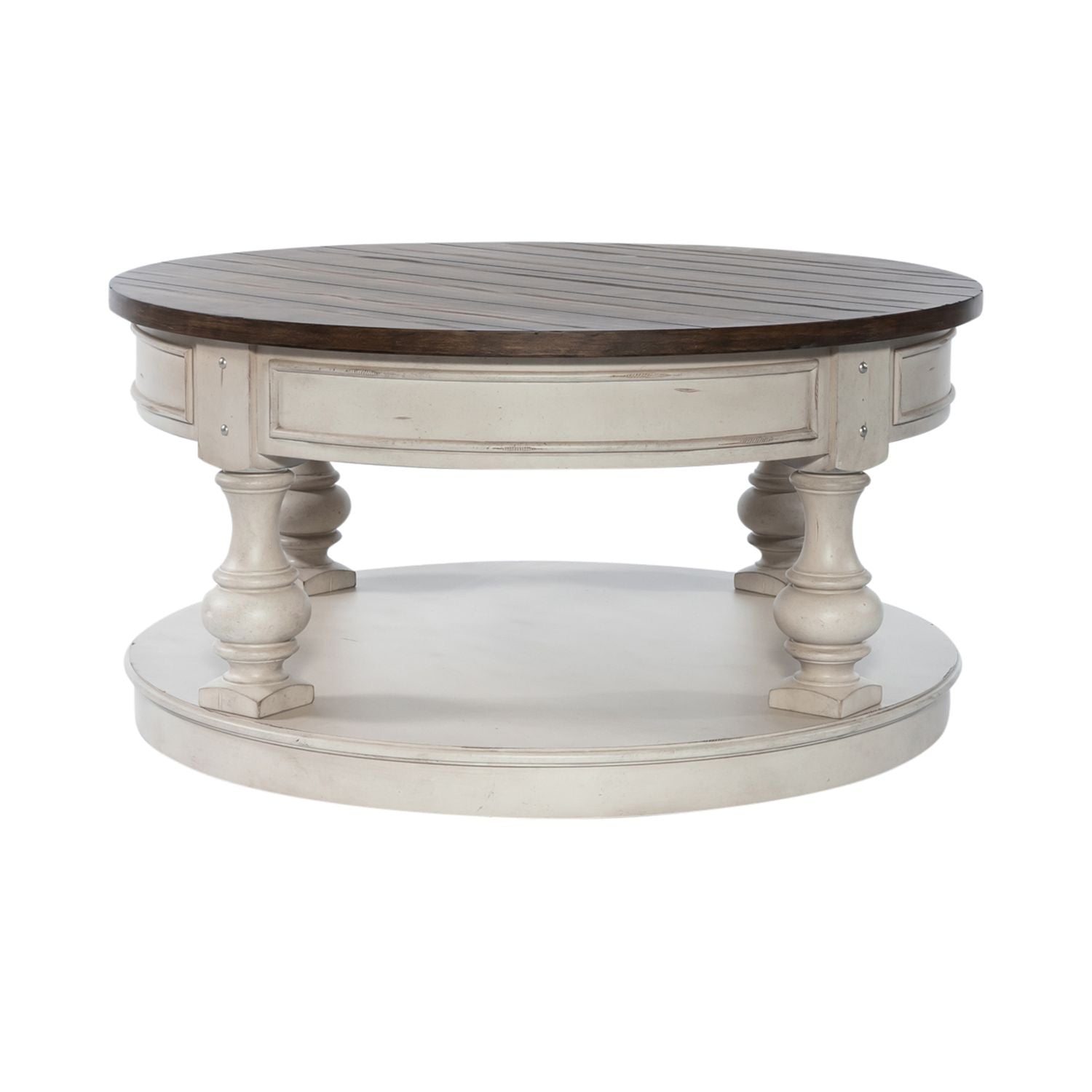 Morgan Creek Round Cocktail Table in Antique White - Luxury Home Furniture (MI)