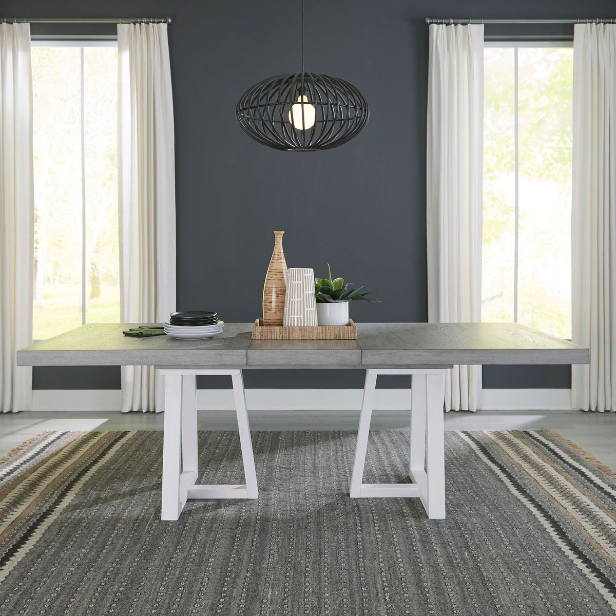 Liberty Furniture Palmetto Heights Double Pedestal Table in Two-Tone