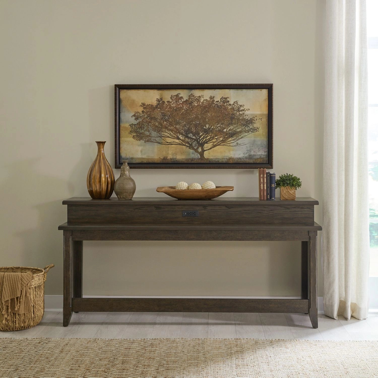 Paradise Valley Console Bar Table in Saddle Brown image