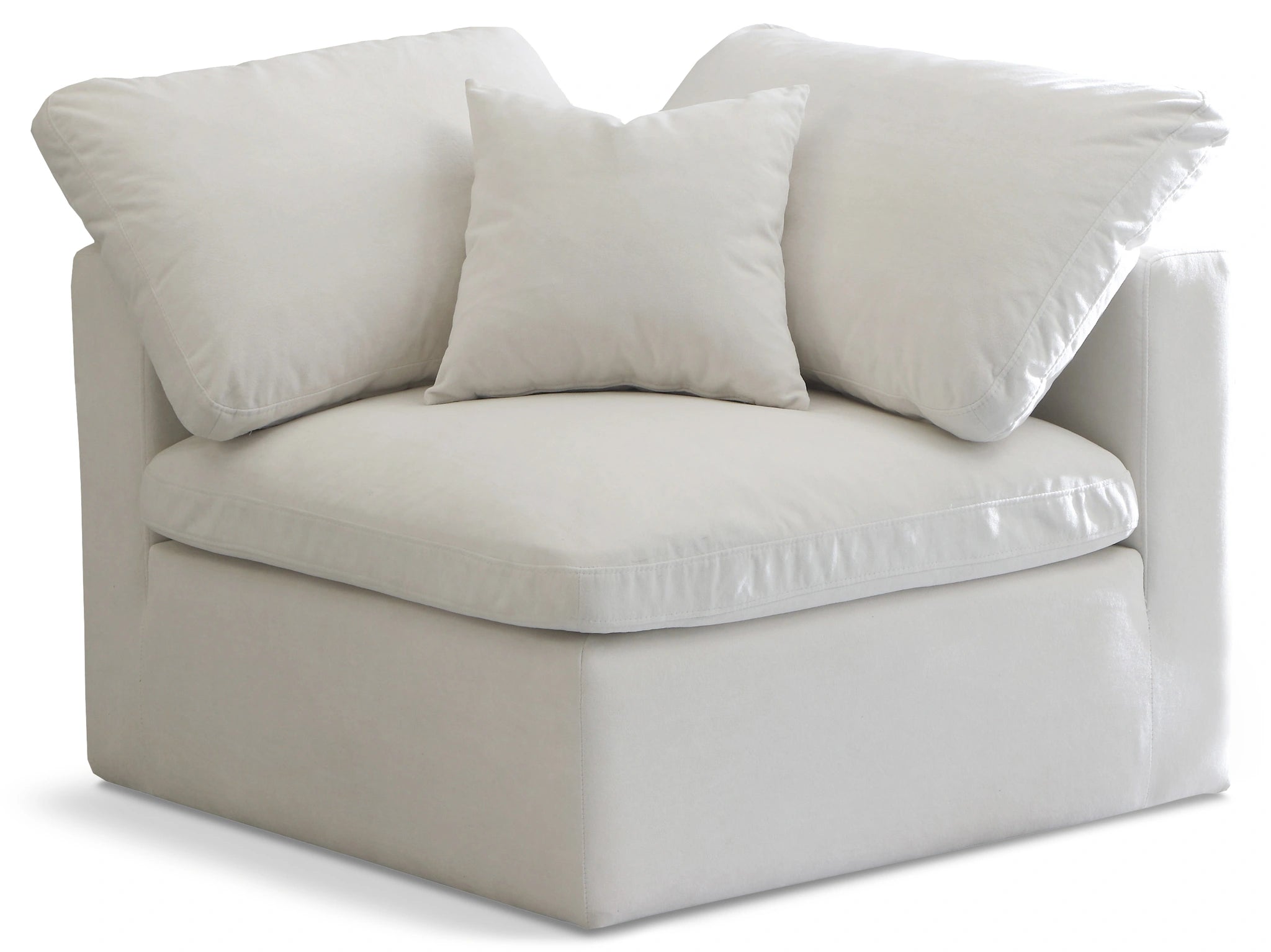 Plush Cream Velvet Standard Cloud Modular Corner Chair