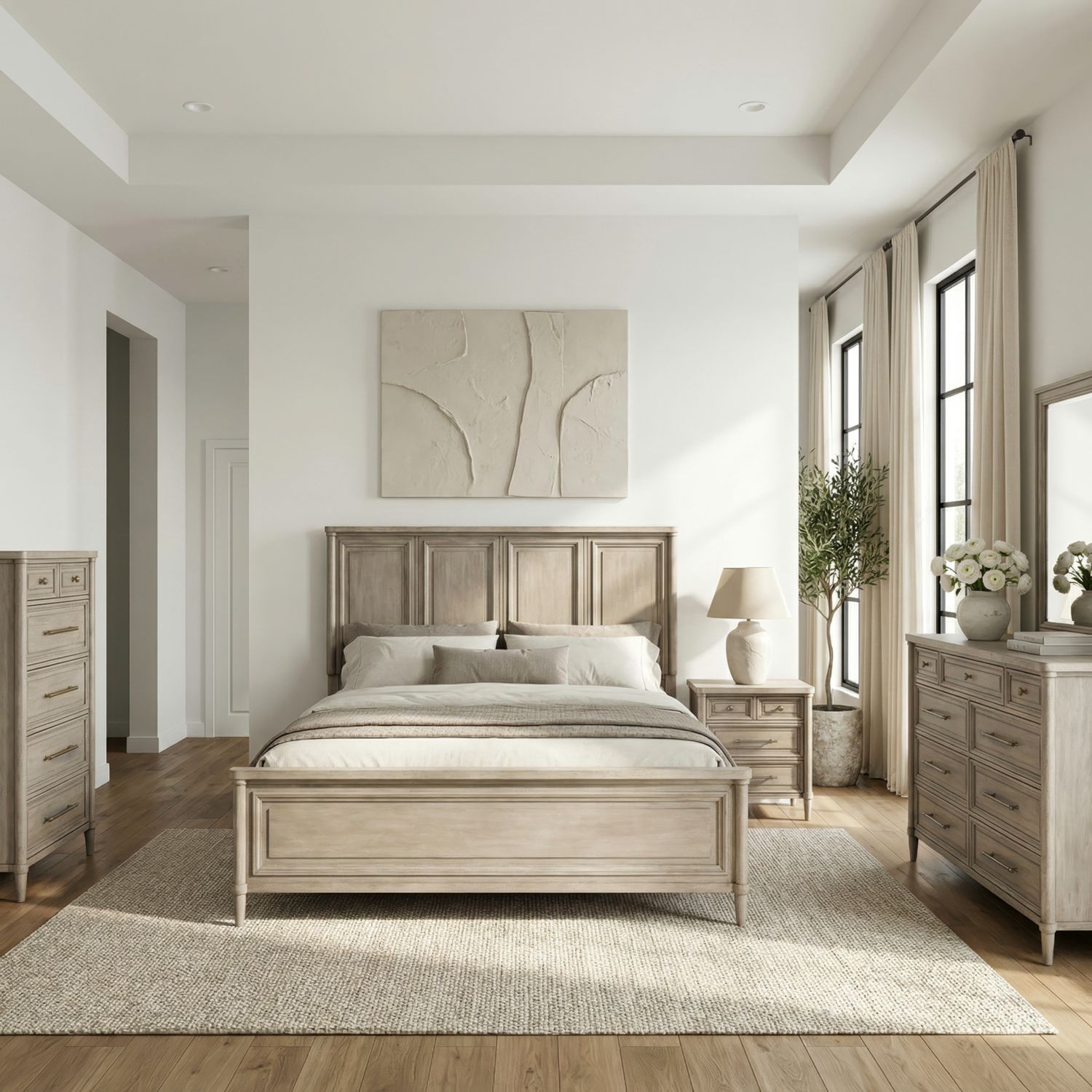 Rochelle Park Panel Bed, Dresser & Mirror, Chest, Night Stand image