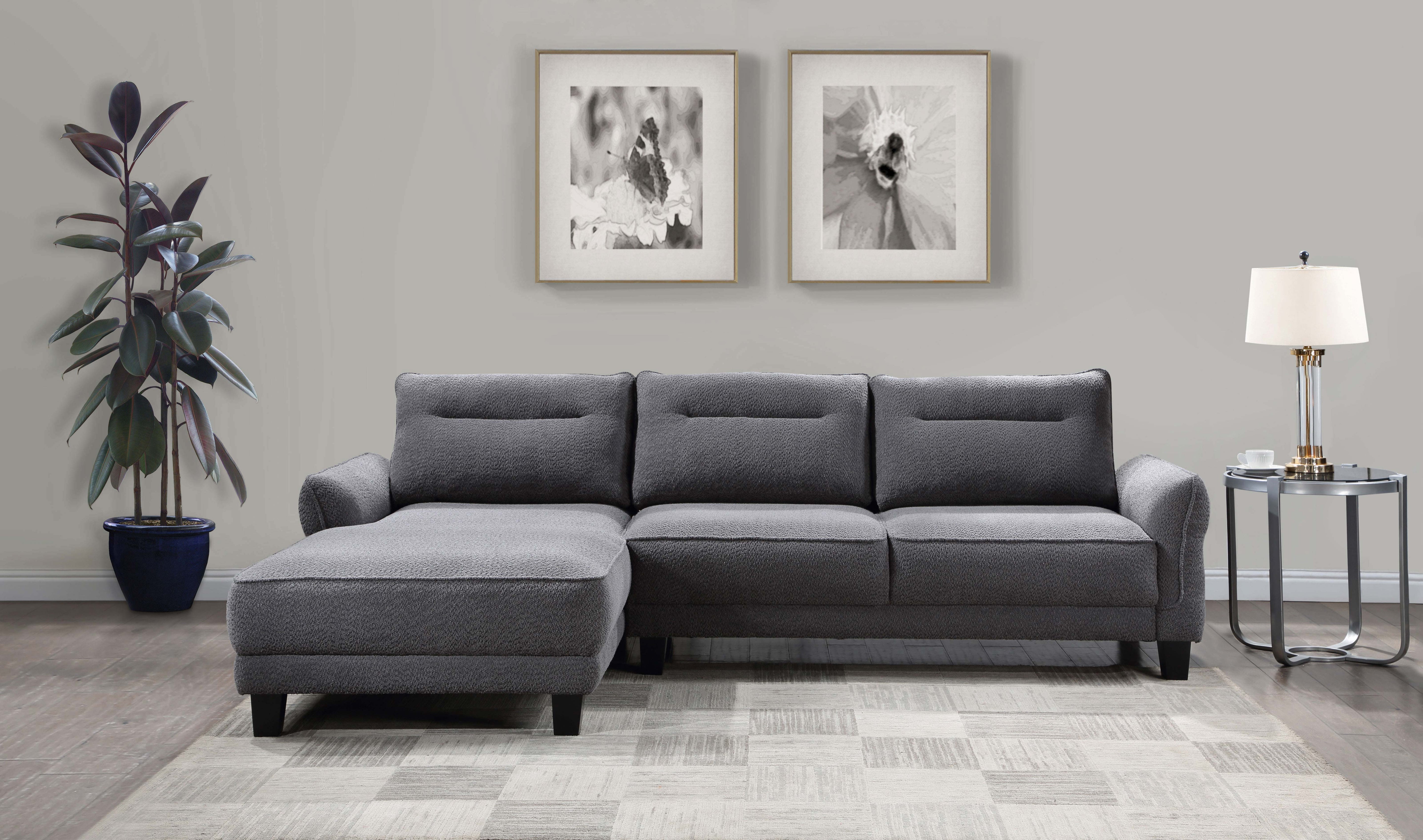 Caspian Upholstered Curved Arms Sectional Sofa - Luxury Home Furniture (MI)