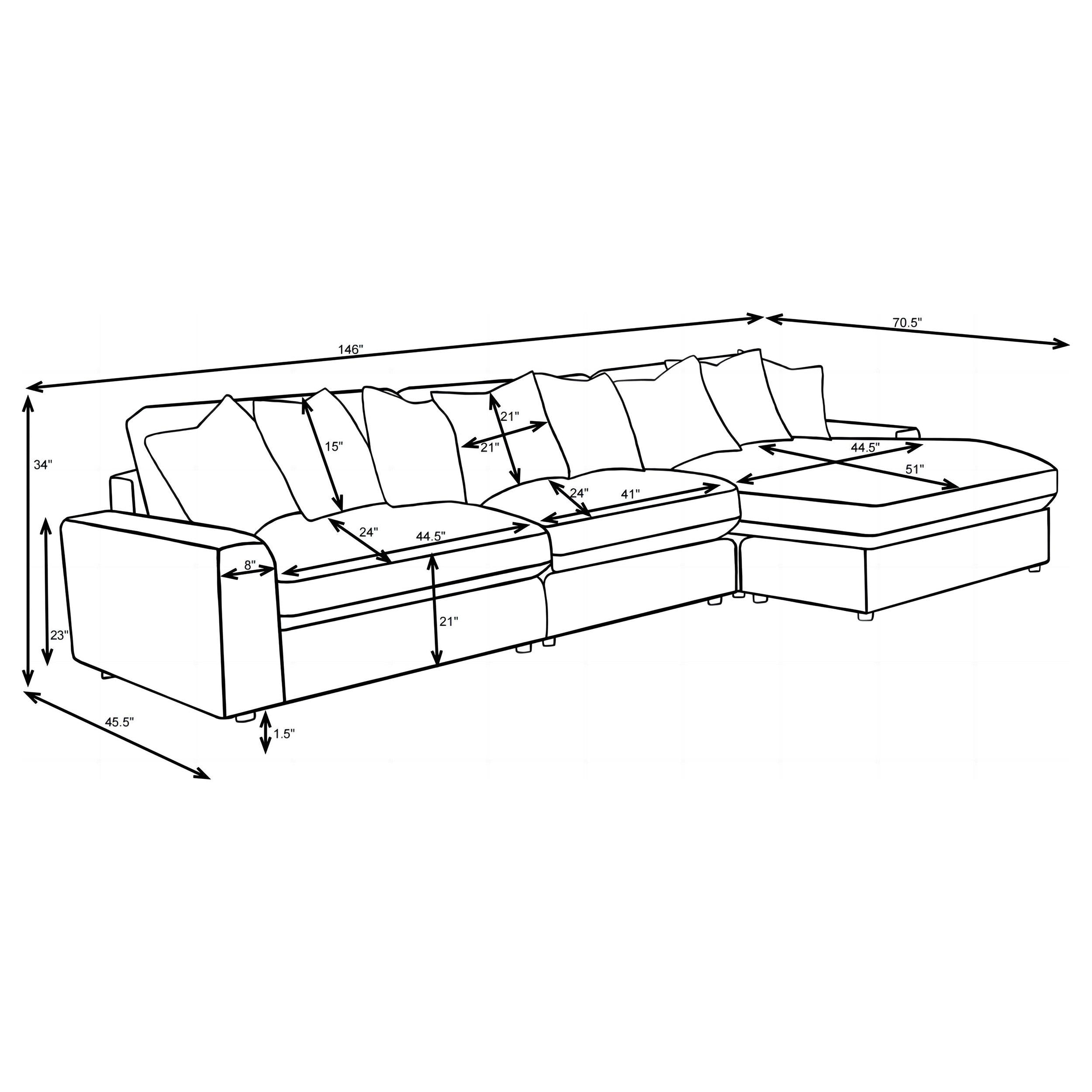 Blaine Upholstered Reversible Chaise Sectional Sofa - Luxury Home Furniture (MI)