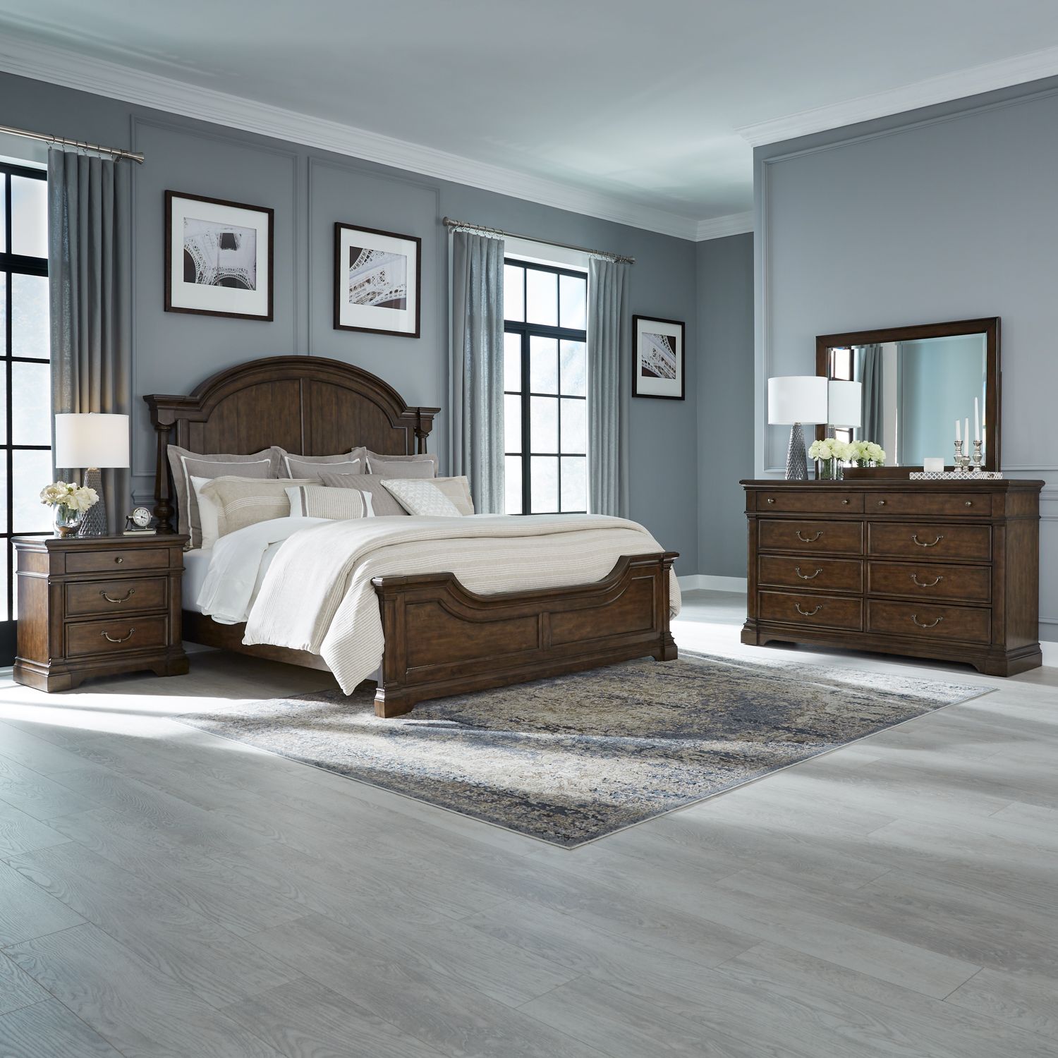Arden Road King California Poster Bed, Dresser & Mirror, Night Stand image