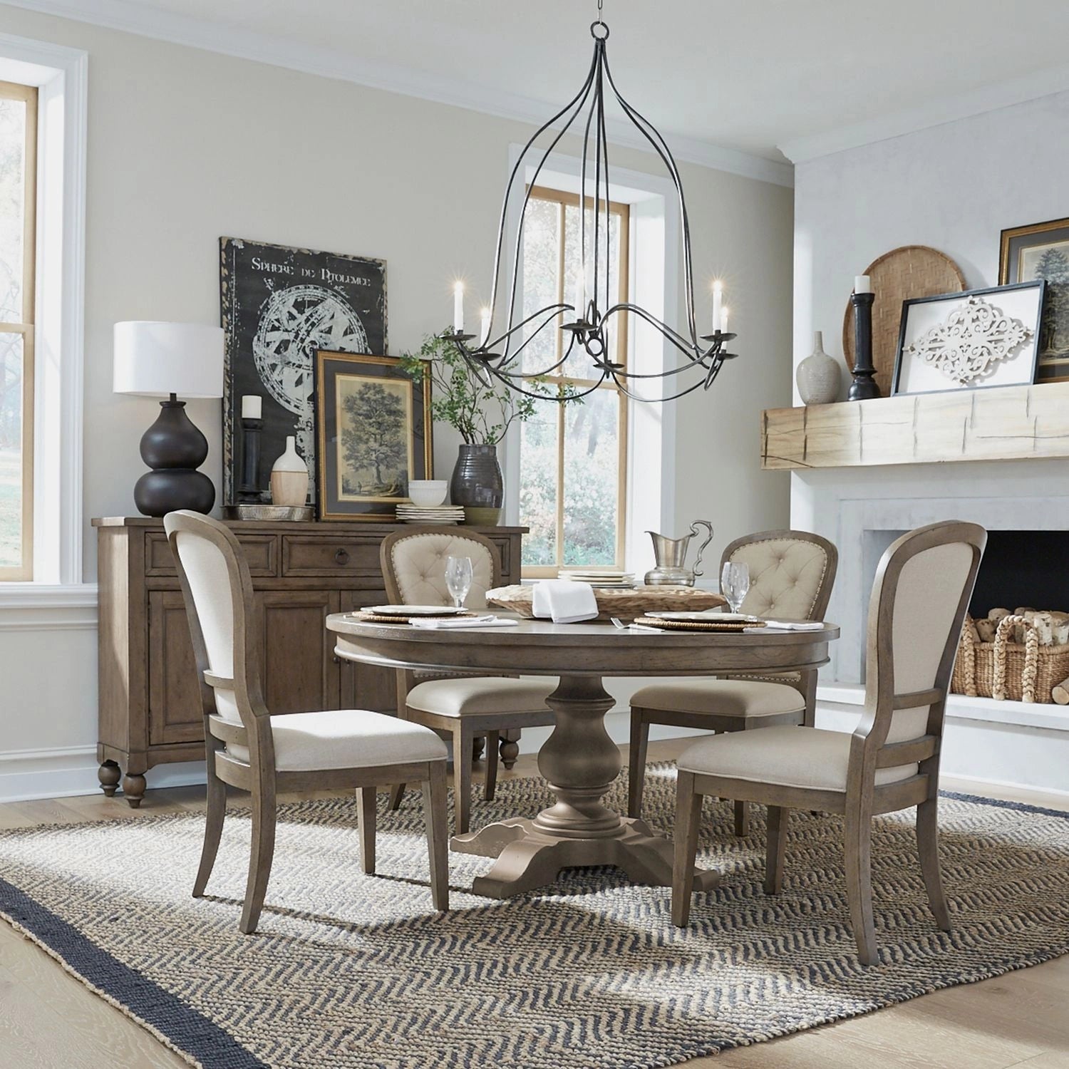 Americana Farmhouse Optional 5 Piece Pedestal Table Set image