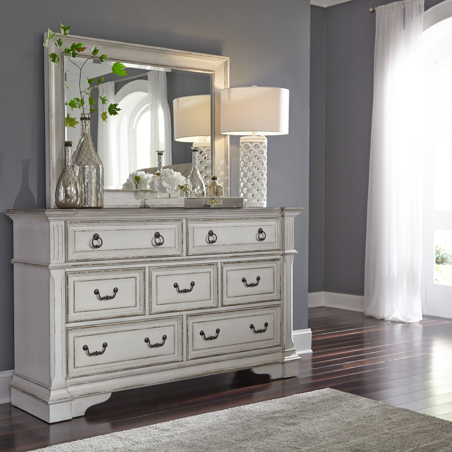Abbey Park King California Panel Bed, Dresser & Mirror - Luxury Home Furniture (MI)
