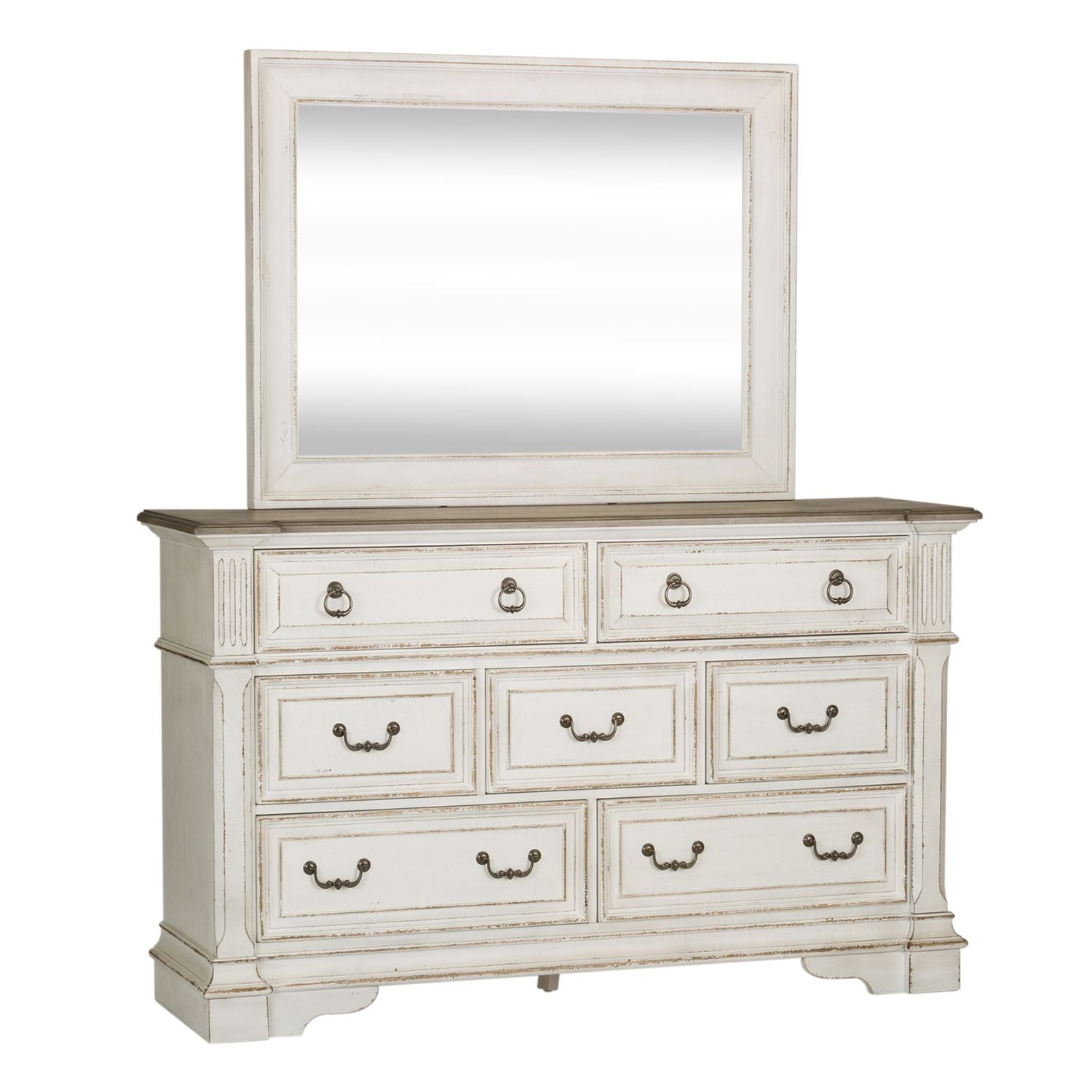 Abbey Park Queen Uph Sleigh Bed, Dresser & Mirror, Chest, Night Stand - Luxury Home Furniture (MI)