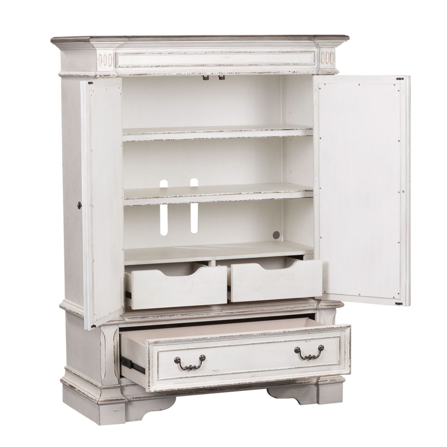 Abbey Park Mirrored Door Chest in Antique White - Luxury Home Furniture (MI)