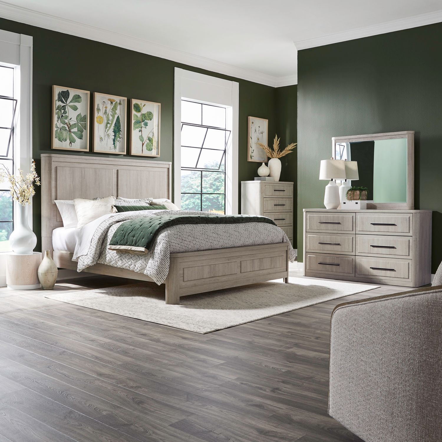 Modern Play King Panel Bed, Dresser & Mirror, Chest image