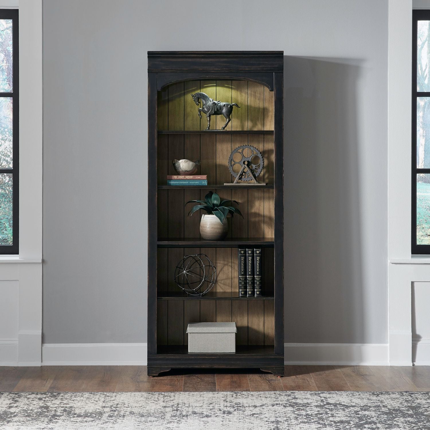 Meritage 2pc Bunching Bookcase in Aged Charcoal w/ Rub Thru/Caramel image